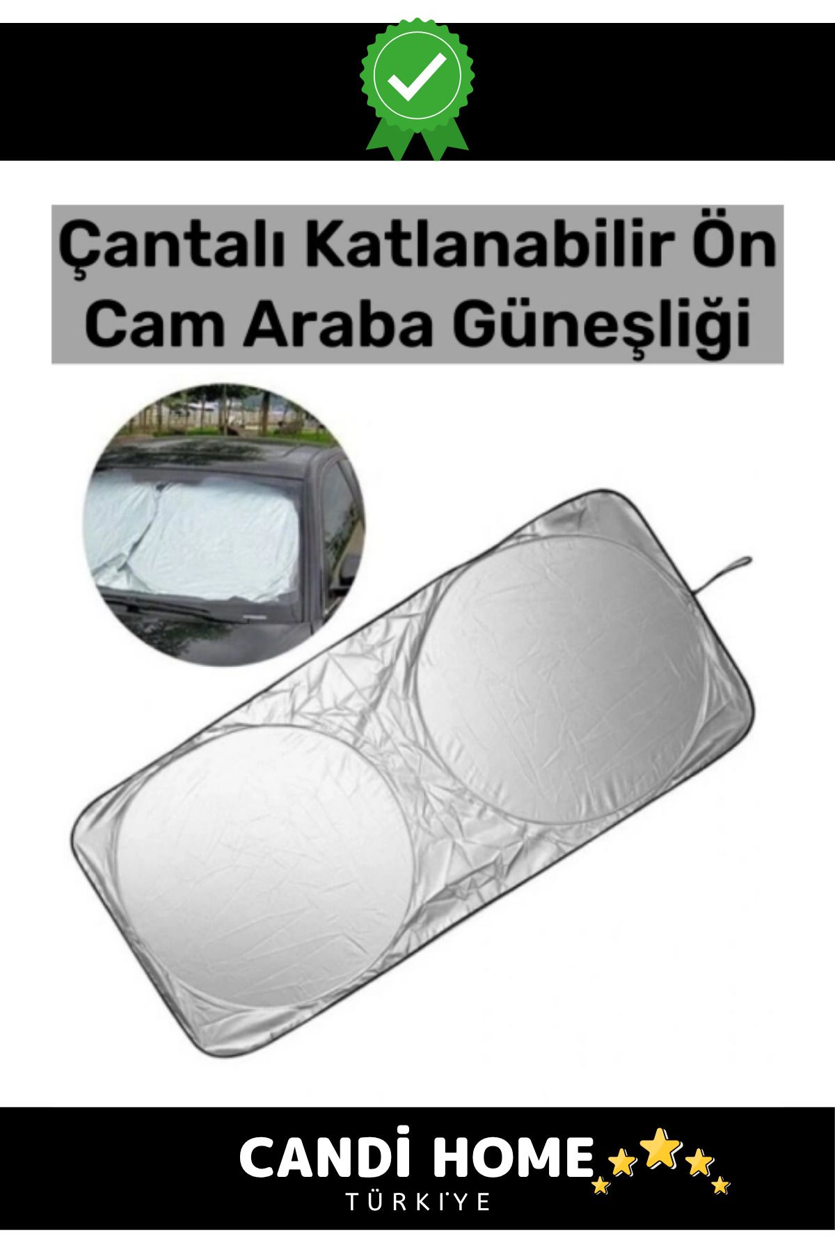 HOBİ CONDİ Premium Özel Seri UV Işık Engelleyen Çift Katman Çantalı Katlanabilir Ön Cam Araba Güneşliği