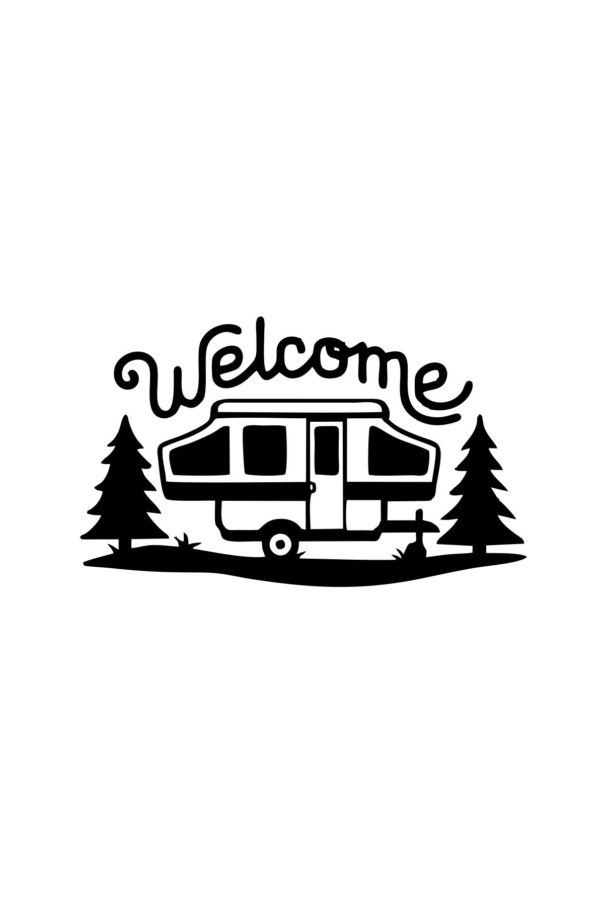 Reysa Tasarım Welcome Karavan Sticker 17x17 Cm Siyah