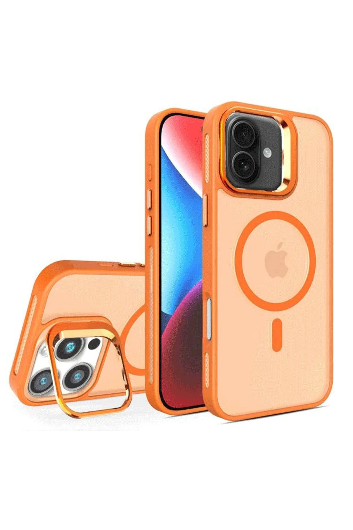 CepteToptan Joko iPhone 16 Plus Flet Lens Magsafe Kapak - Turuncu