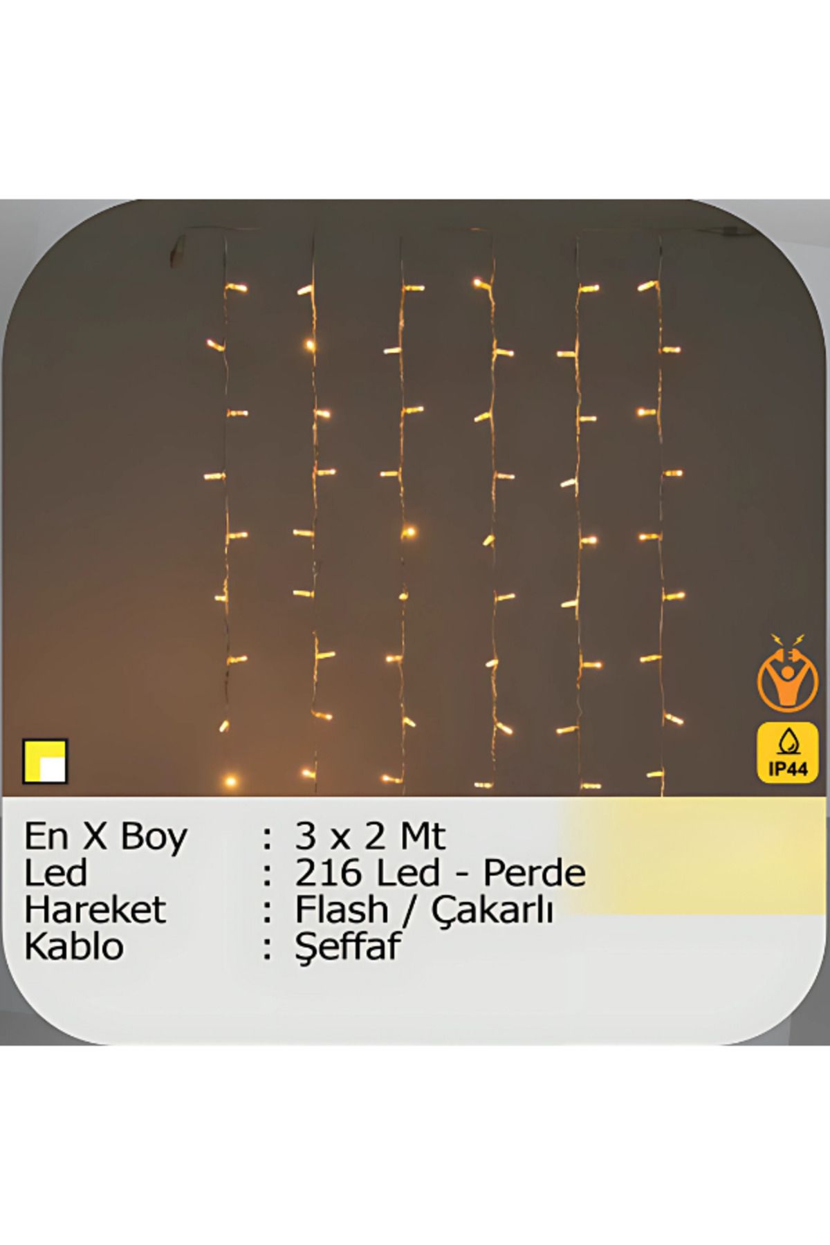 ELKHOUSE ElektrikHouse LED Peri Işığı 216 LED PERDE 3X2 METRE FLASH/ÇAKARLI