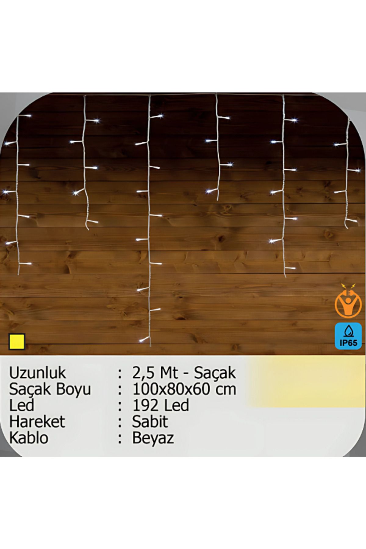 ELKHOUSE ElektrikHouse LED Peri Işığı 192 LED SAÇAK 100x80x60 cm SABİT BEYAZ 2,5 metre