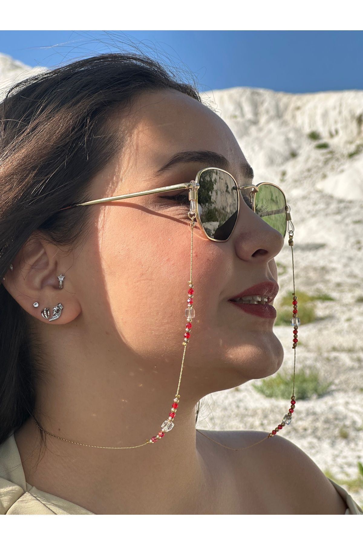 glasses accessory Gözlük zinciri gözlük askısı kristal boncuklu şık tasarım