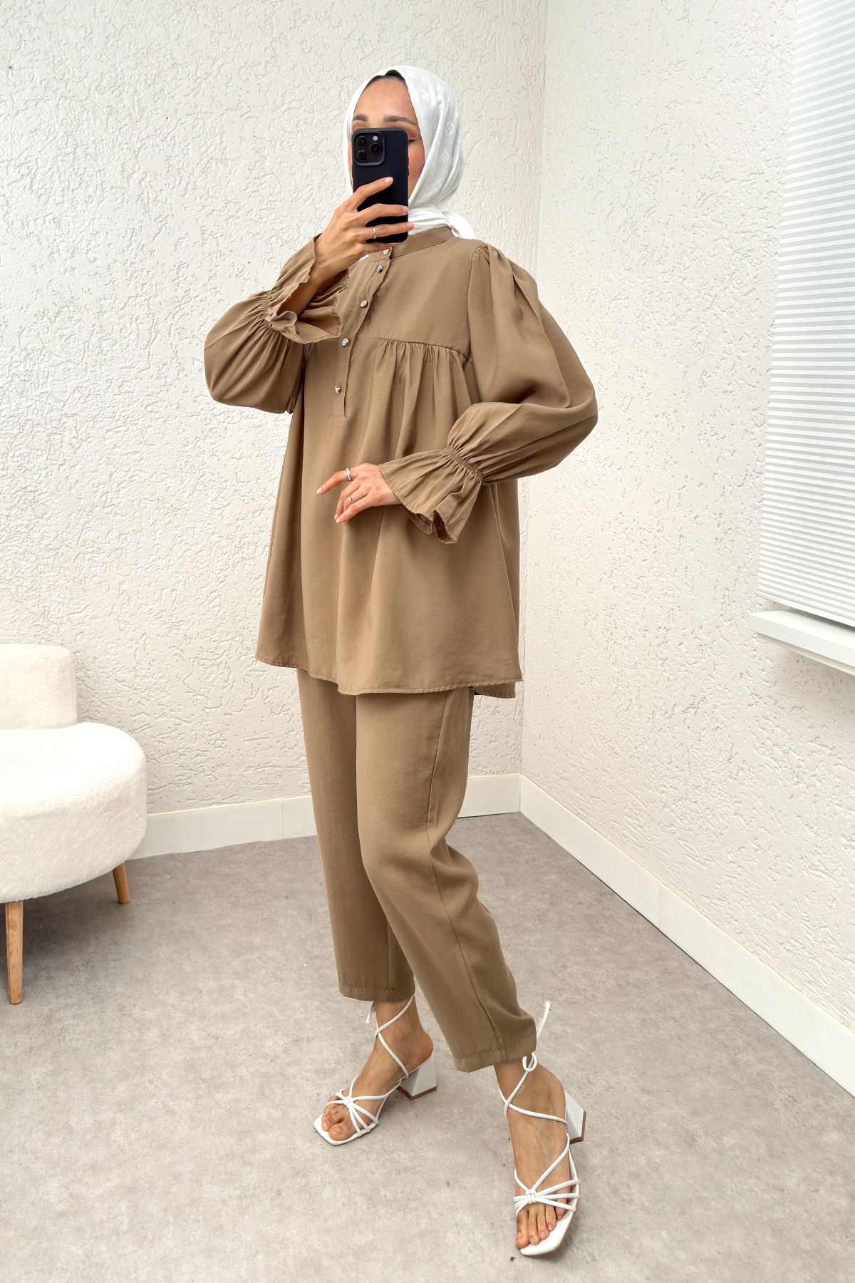 ALLMİRA FASHION Düğme ve Kol Büzgü Detaylı İkili Takım
