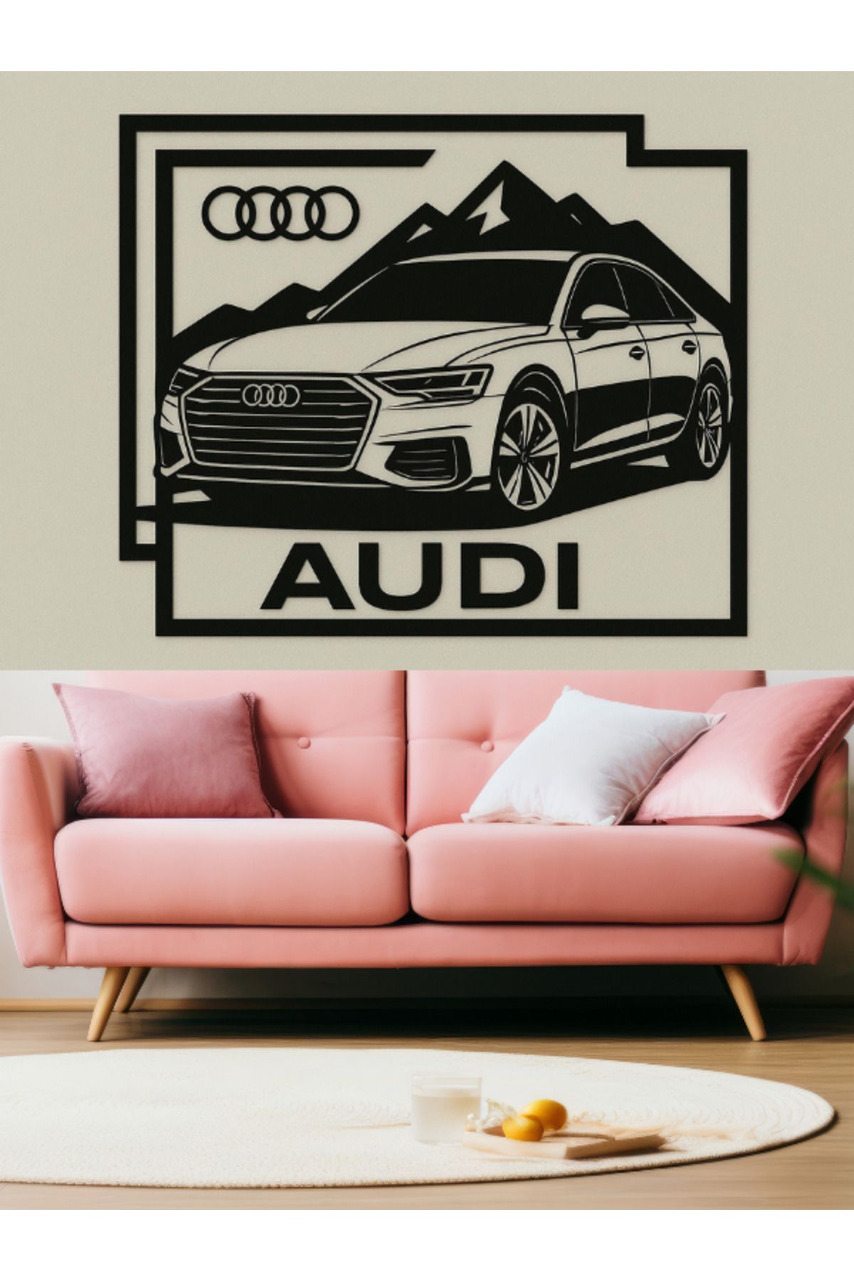 TechnoLoby AUDI Dekoratif Siyah Metal Duvar Tablosu (1,5 mm kalınlık & 75 cm X 75 cm)