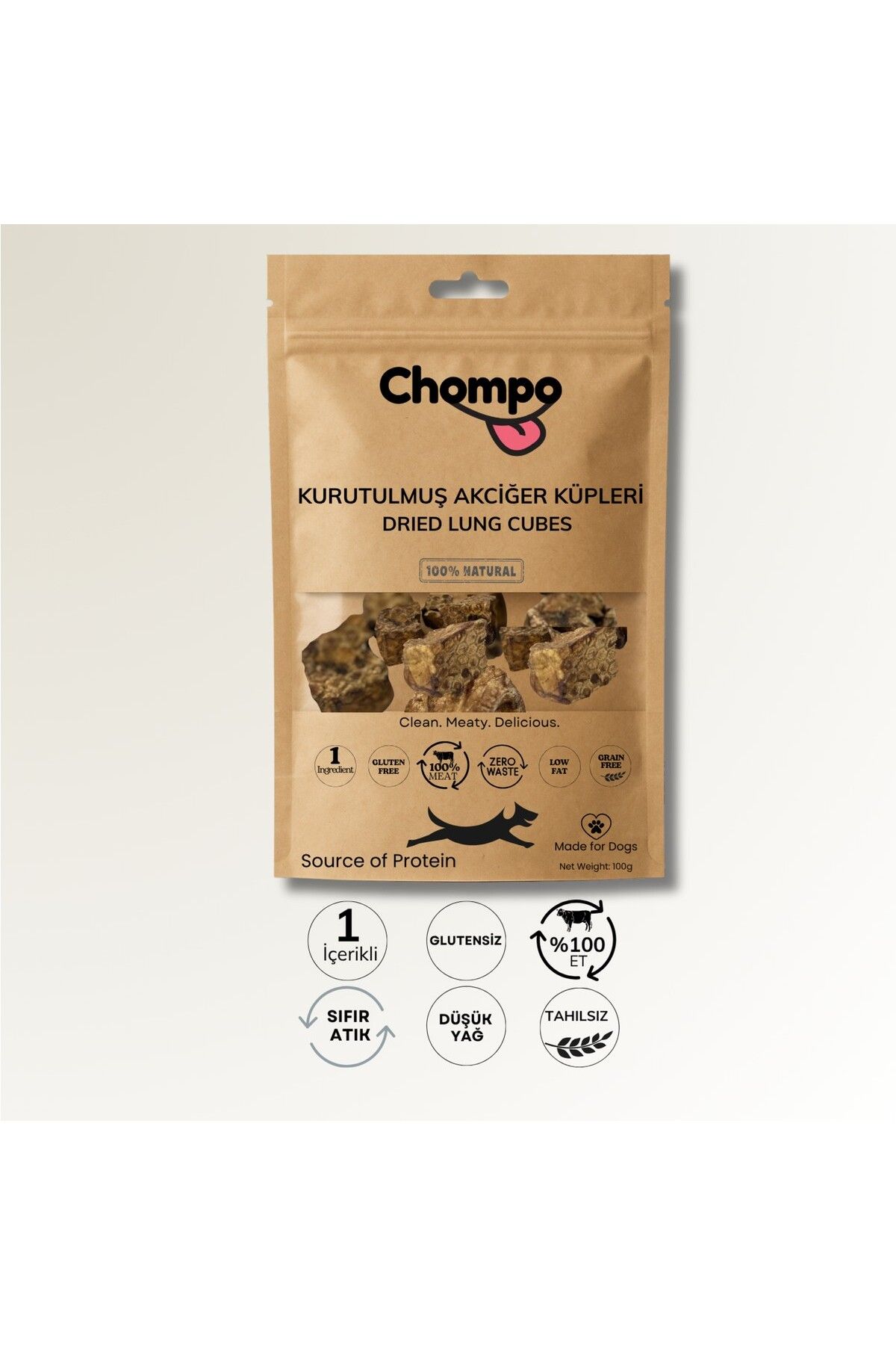 CHOMPO Kurutulmuş Ciğer Küpleri Köpek Ödülü 100 gr
