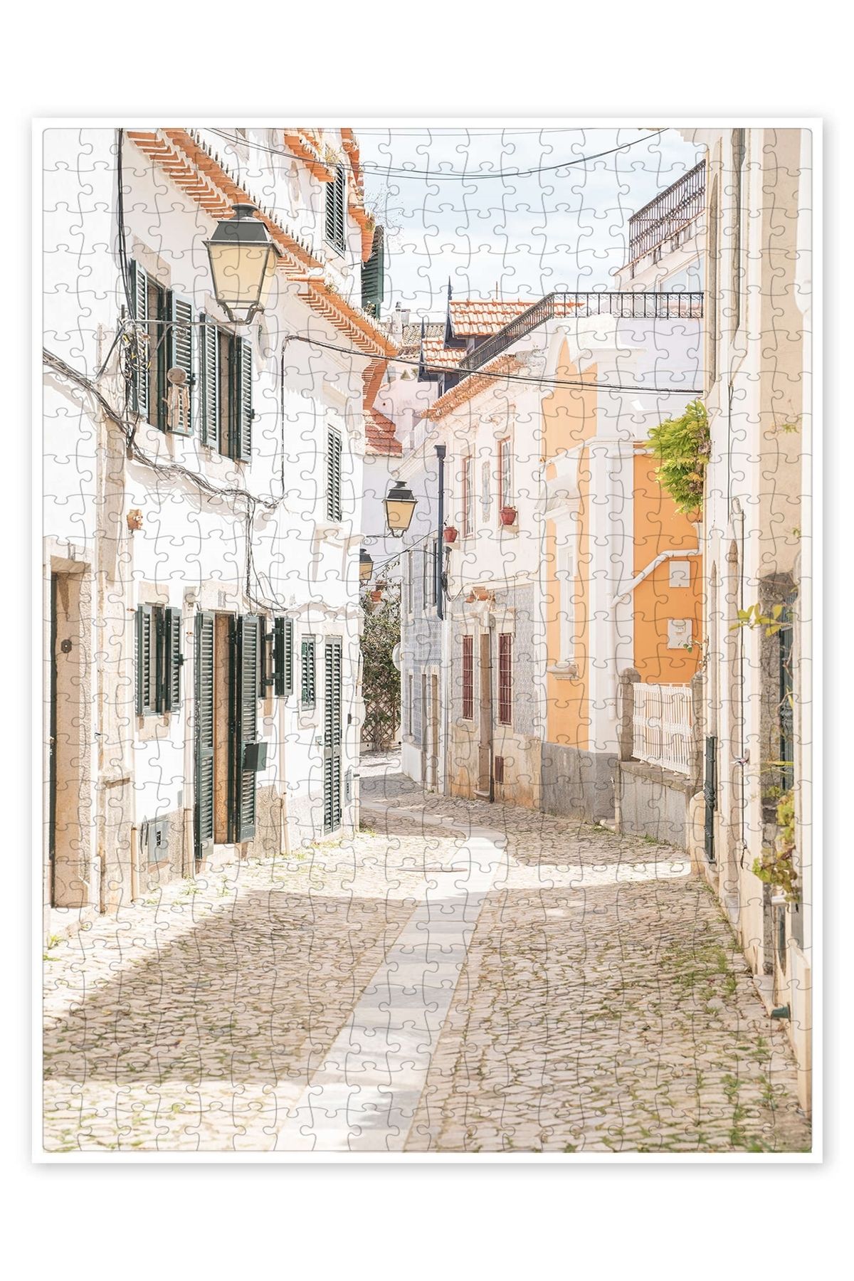 Jeronkarji Portekiz Cascais'te Sokak 500 Parça Puzzle Yapboz Şehir Manzara Temalı Hobilik