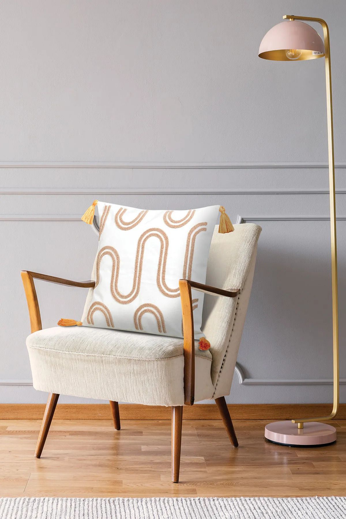 BUGİ HOME COLLECTİON Comfort Punch Desenli Kırlent Kılıfı Kare Dekoratif Bohem Nakışlı Koltuk Yastık Kılıfı panç 45x45