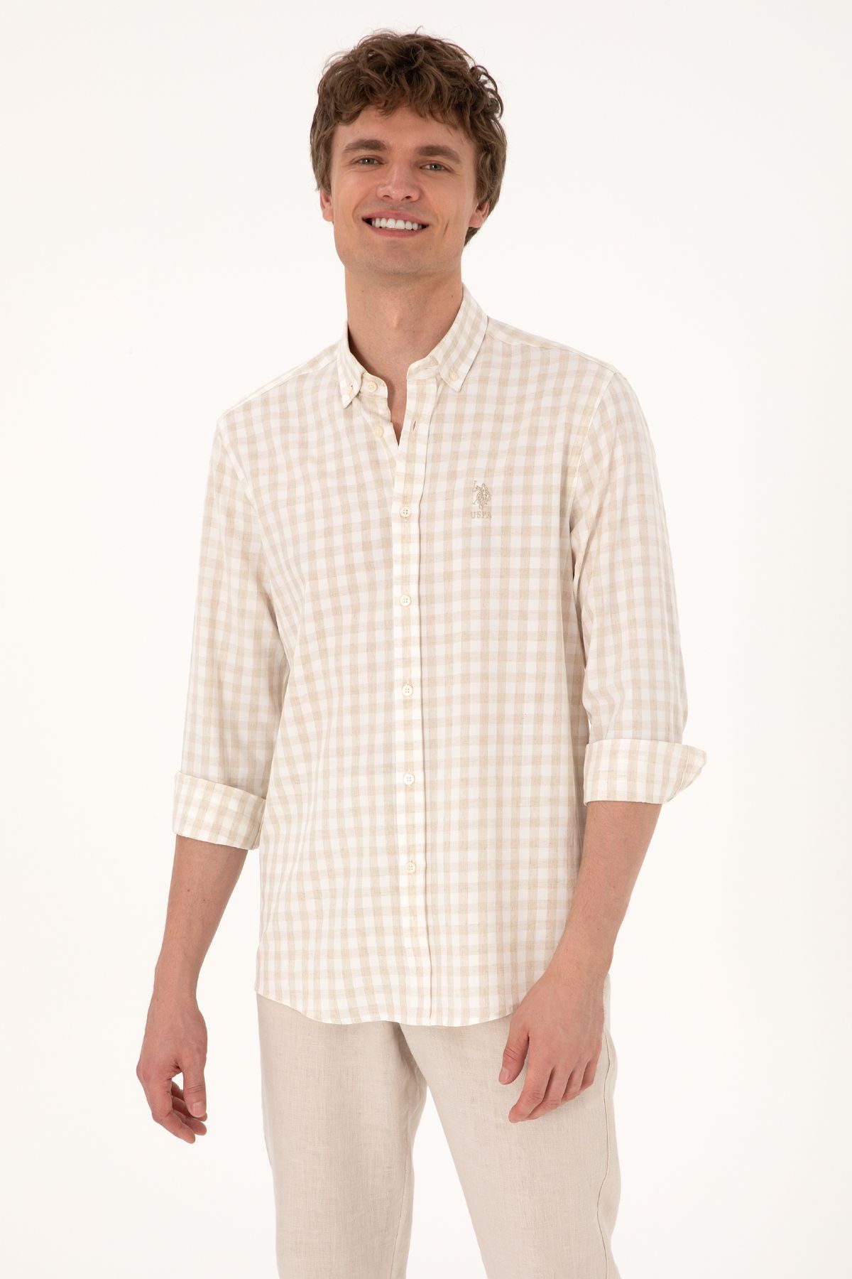U.S. Polo Assn. Erkek Camel Uzun Kollu Gömlek 50300199-VR015