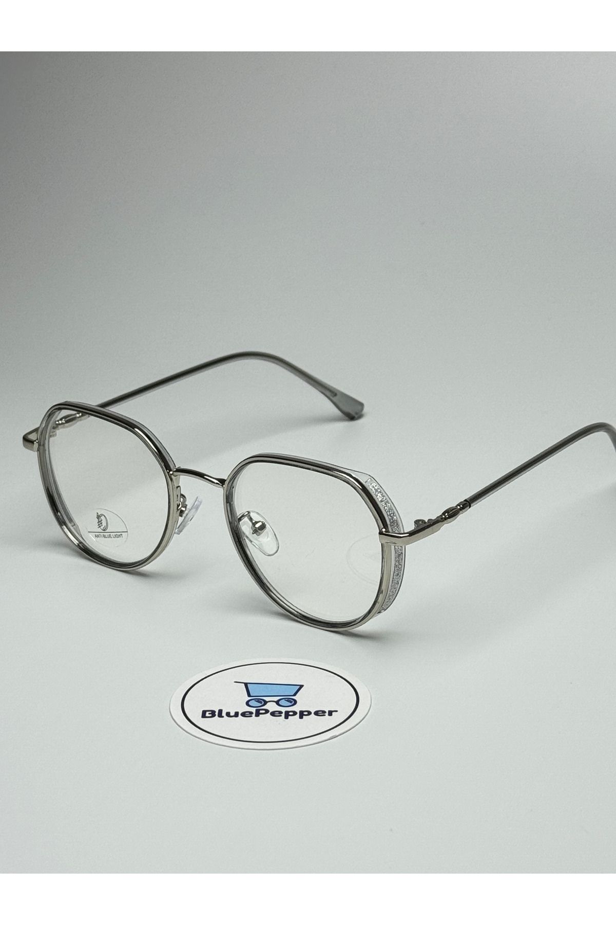 BluePepper Simy Mavi Işık Korumalı Gözlük Blueblock Metal Çerçeve Kenarları Parlak 50-19-147