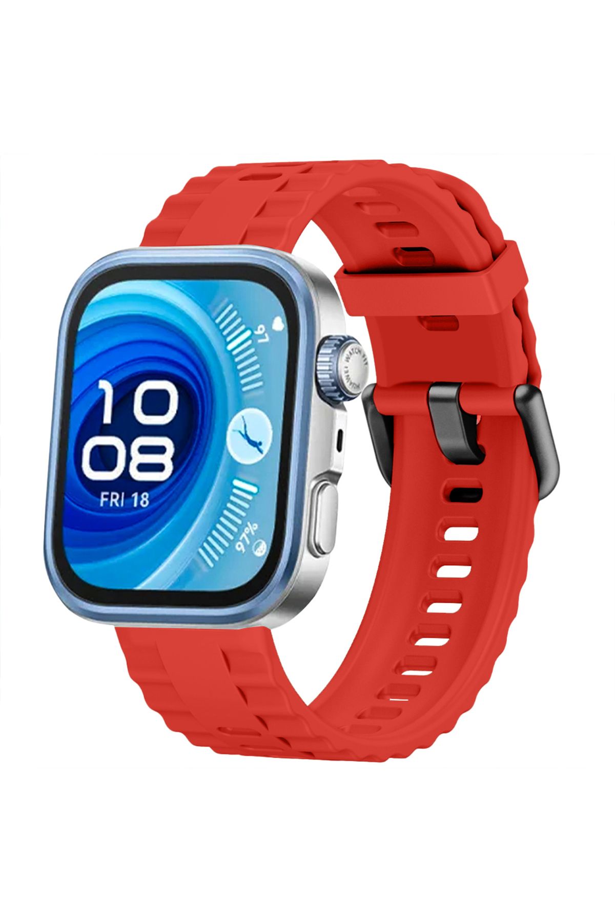 Sneezy Huawei Watch Fit3 Fit 4 Fit 4 Pro İle Uyumlu GlacierFlex Metal Tokalı Spor Silikon Kordon