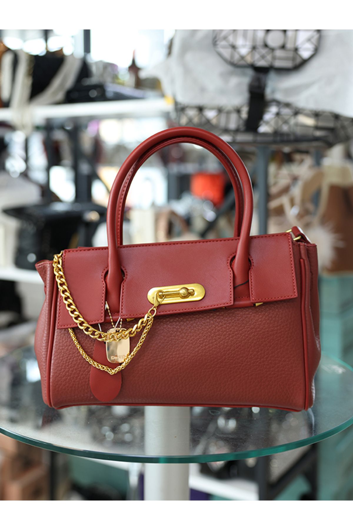 EVASAMLİSHOESBAG İthal Aksesuarlı Bordo Çanta