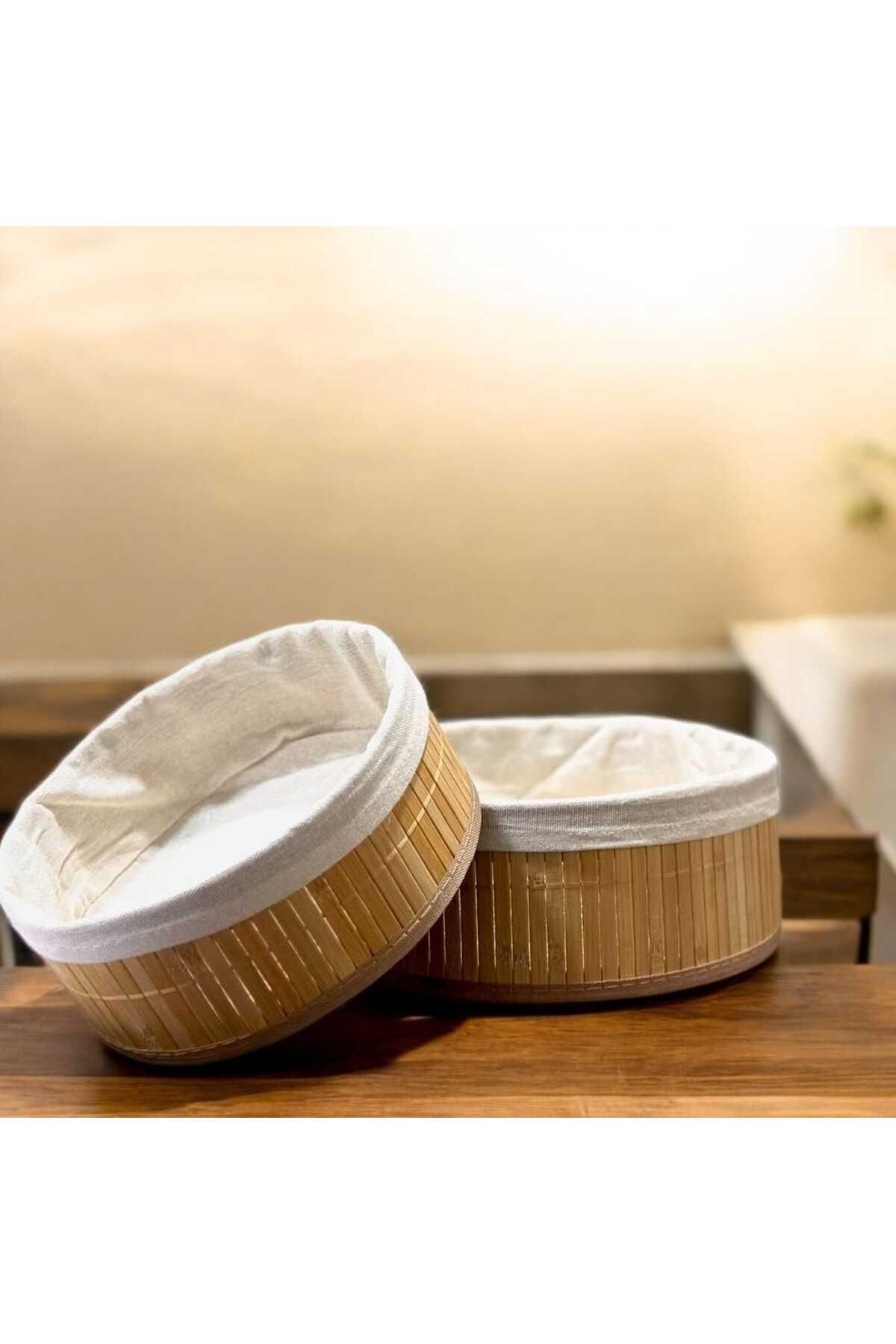elfnur 2'lü Pinterest Stil Bambu Sepet Çok Amaçlı Kullanım Bambu Hasır Sepet