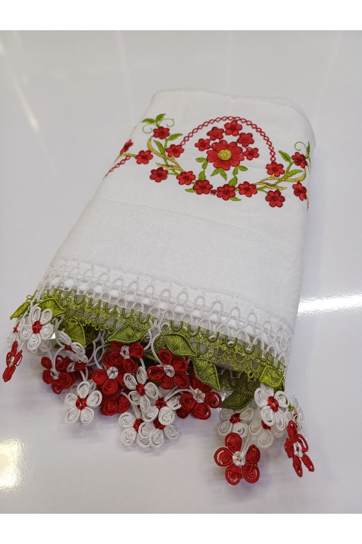 Butik El örgüsü oyalı el havlusu