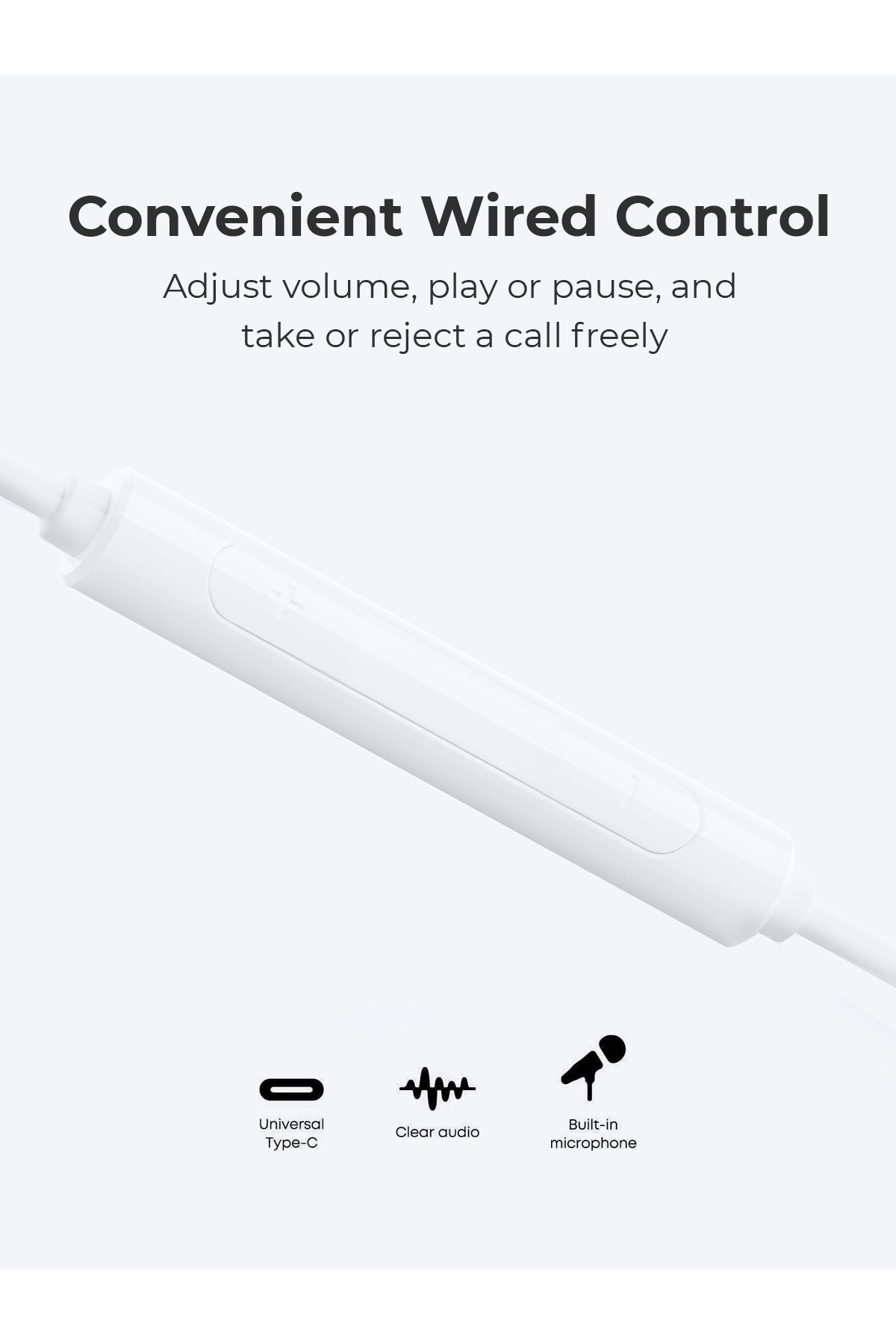 AUKEY-سماعات أذن سلكية Trail Play، أزرار تحكم، USB-C، iPhone وAndroid، EP-CC1 أبيض 5