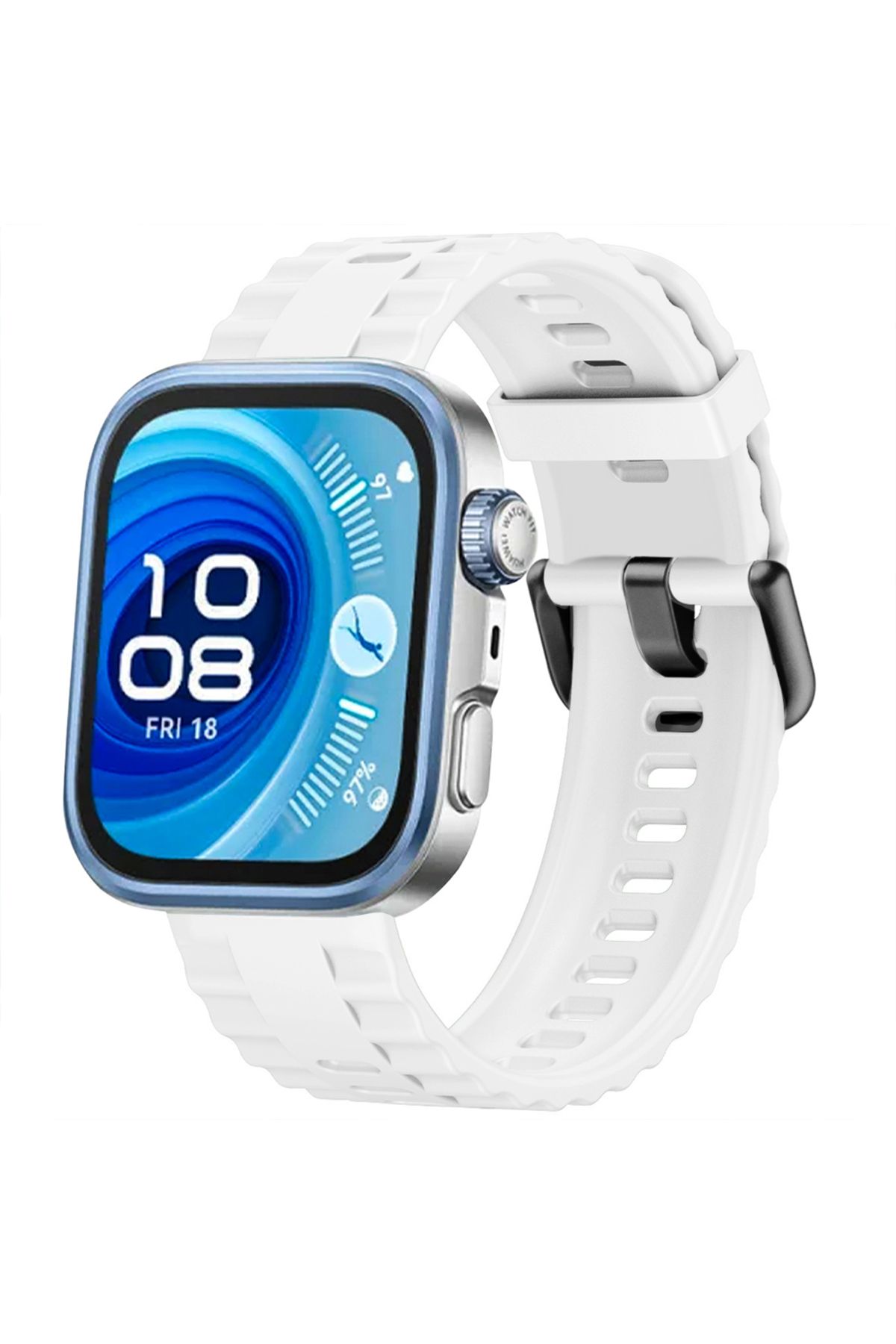 Sneezy Huawei Watch Fit3 Fit 4 Fit 4 Pro İle Uyumlu GlacierFlex Metal Tokalı Spor Silikon Kordon