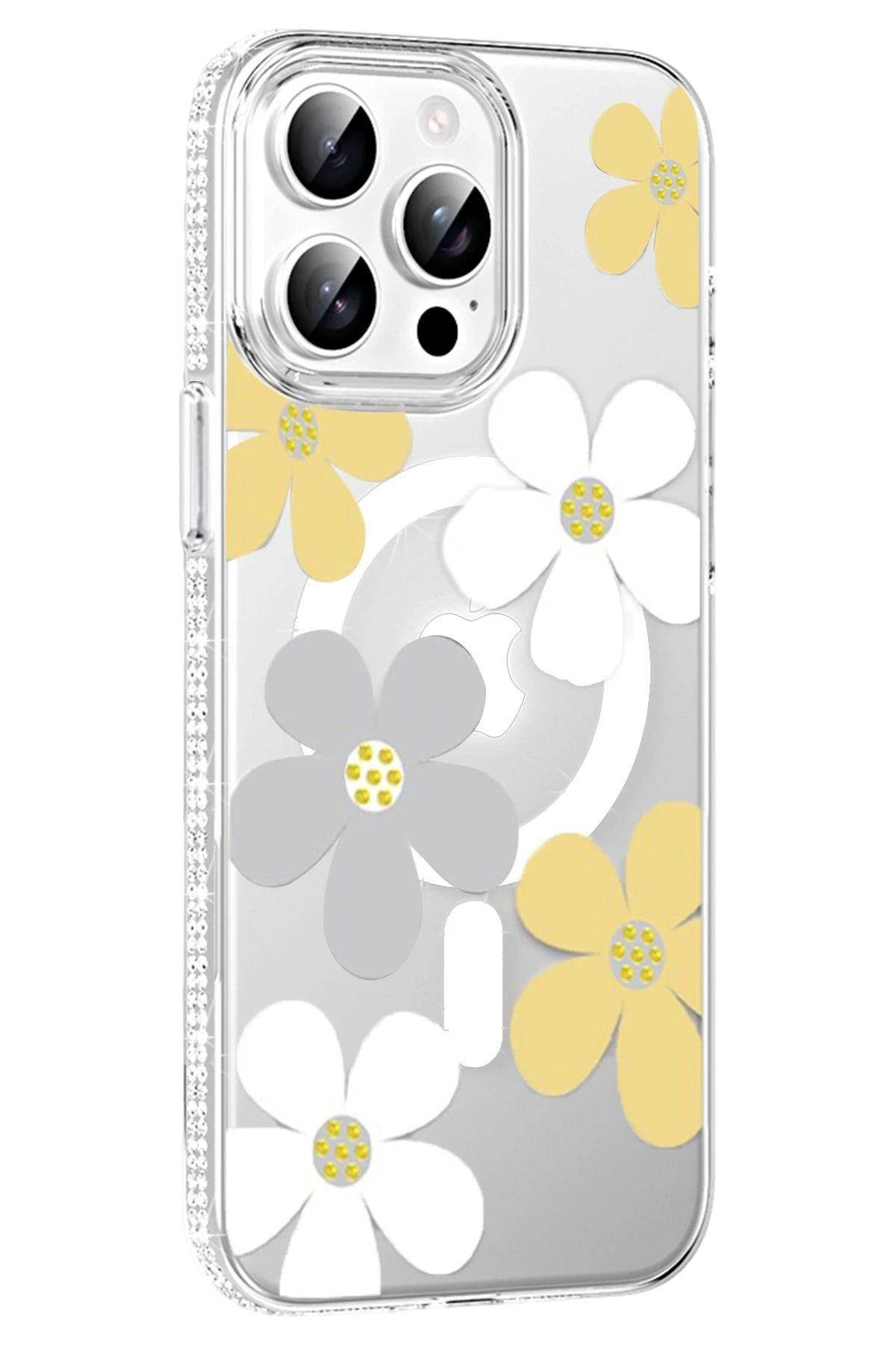 CepteToptan Joko Apple iPhone 15 Pro Floral Magsafe Kapak - Sarı