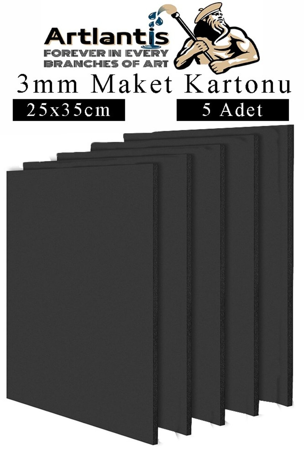 Artlantis Maket Kartonu Siyah Fotoblok 3 mm 25x50 cm 5 Adet Hobi Sanat Okul Köpüklü Straforlu Maket Kartonu Ma