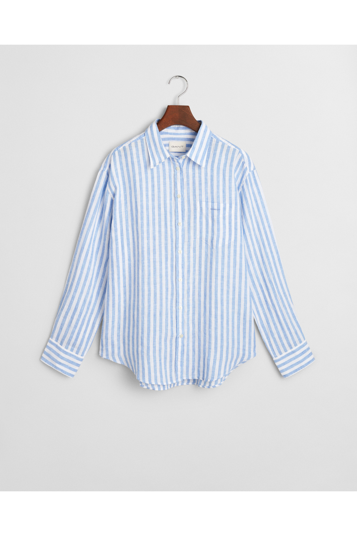 Gant  Kadın Mavi Relaxed Fit Klasik Yaka Çizgili Gömlek - Görsel 5