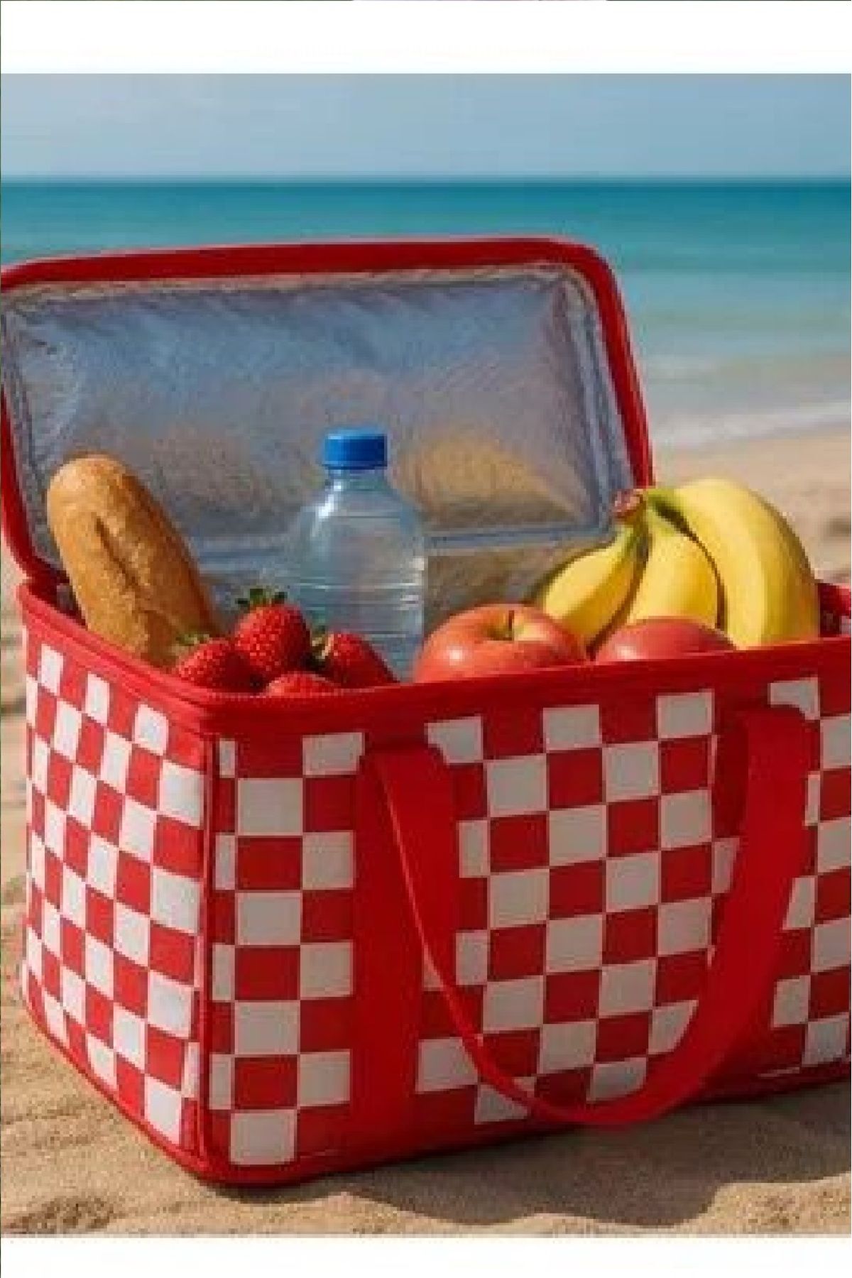Bima Ticaret Büyük Boy Termo Lüks Kırmızı Piknik Çantası Yalıtımlı Plaj Çantası Ve Kamp Çantası 35 x 20 x 20 cm