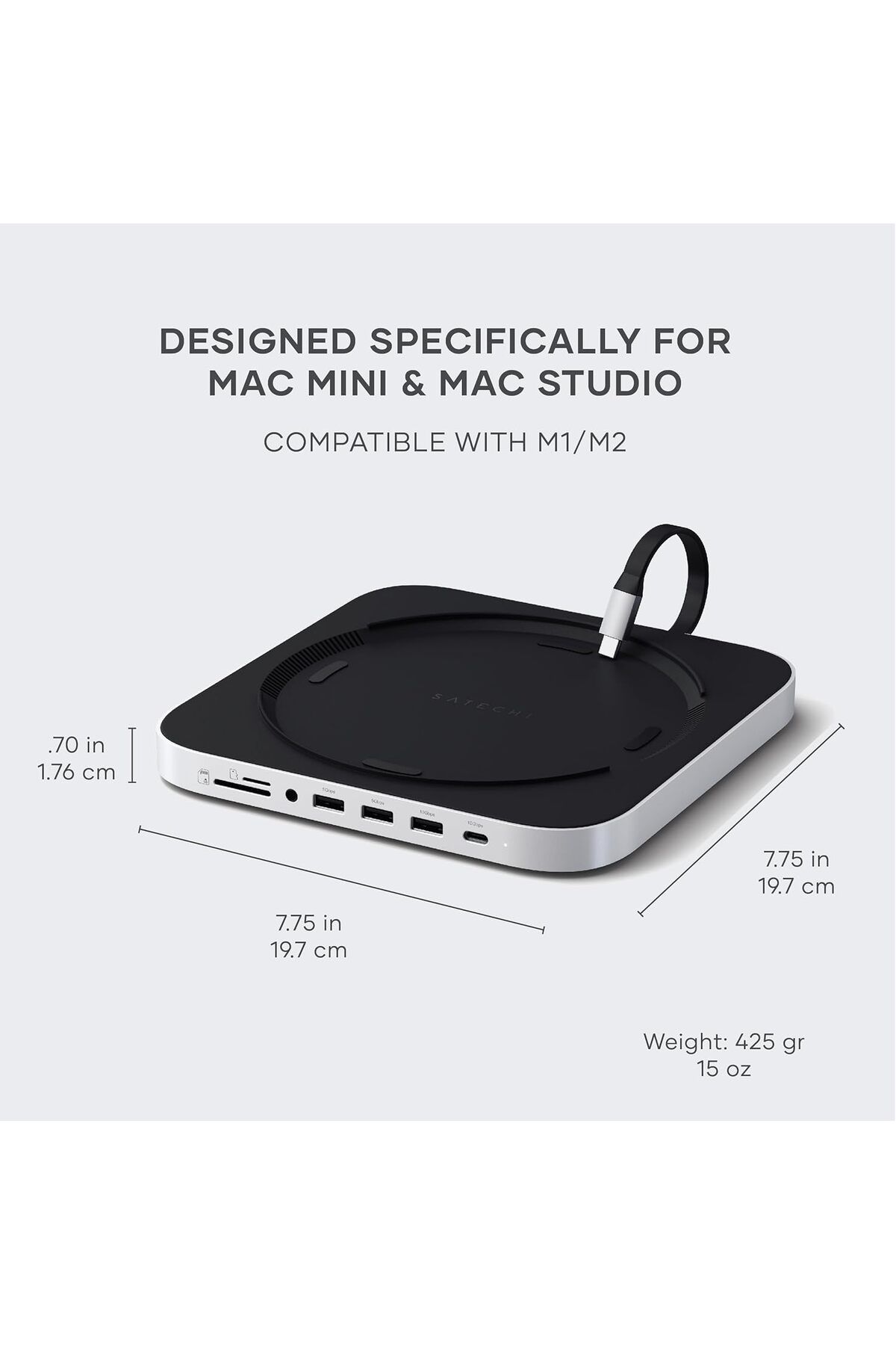 Satechi-Satechi Mac Mini Hub & Stand with SSD Enclosure for NVME/SATA M.2 7