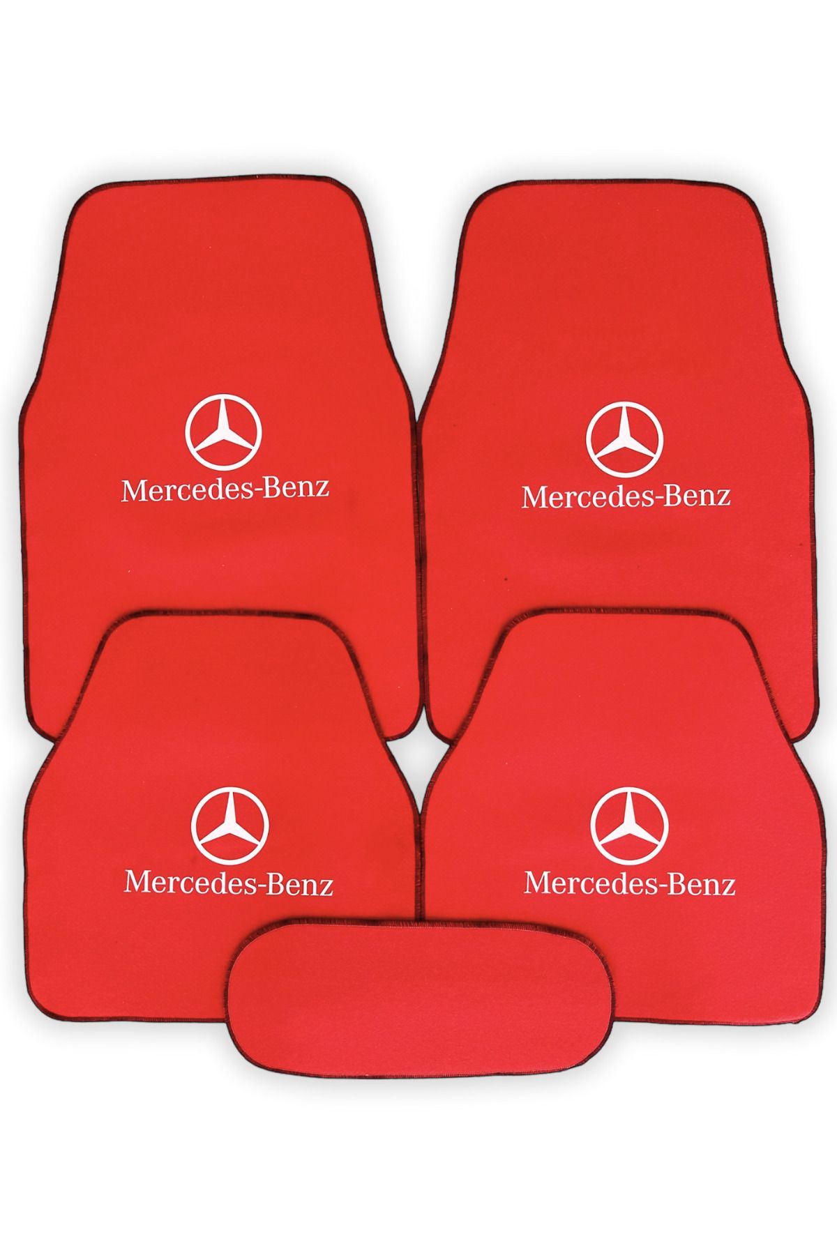 TUSBA MARKET Mercedes uyumlu 5 Parça Çift Katlı Kırmızı Oto Halı Paspas | Mercedes Araba Araç Oto Halı Paspas