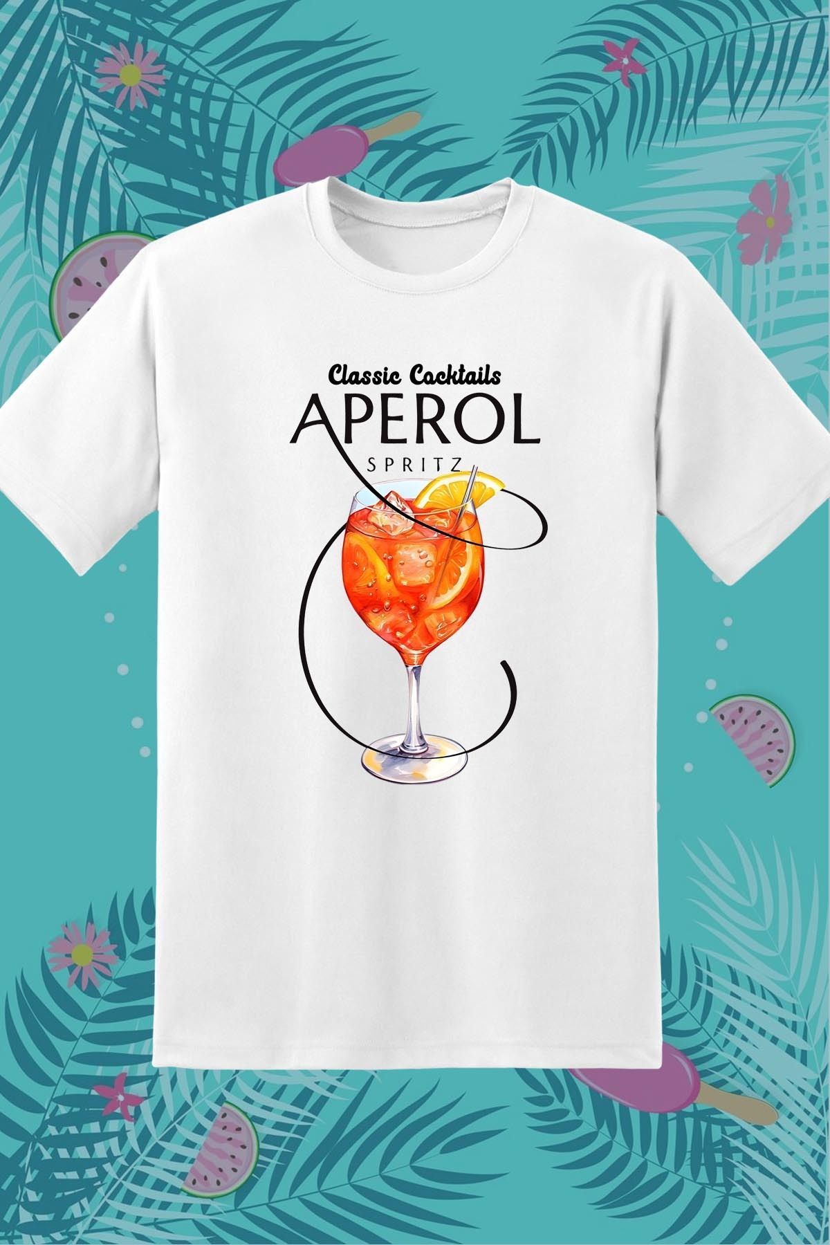 362BASKI Yaz Temalı Aperol Spritz Baskılı Tshirt
