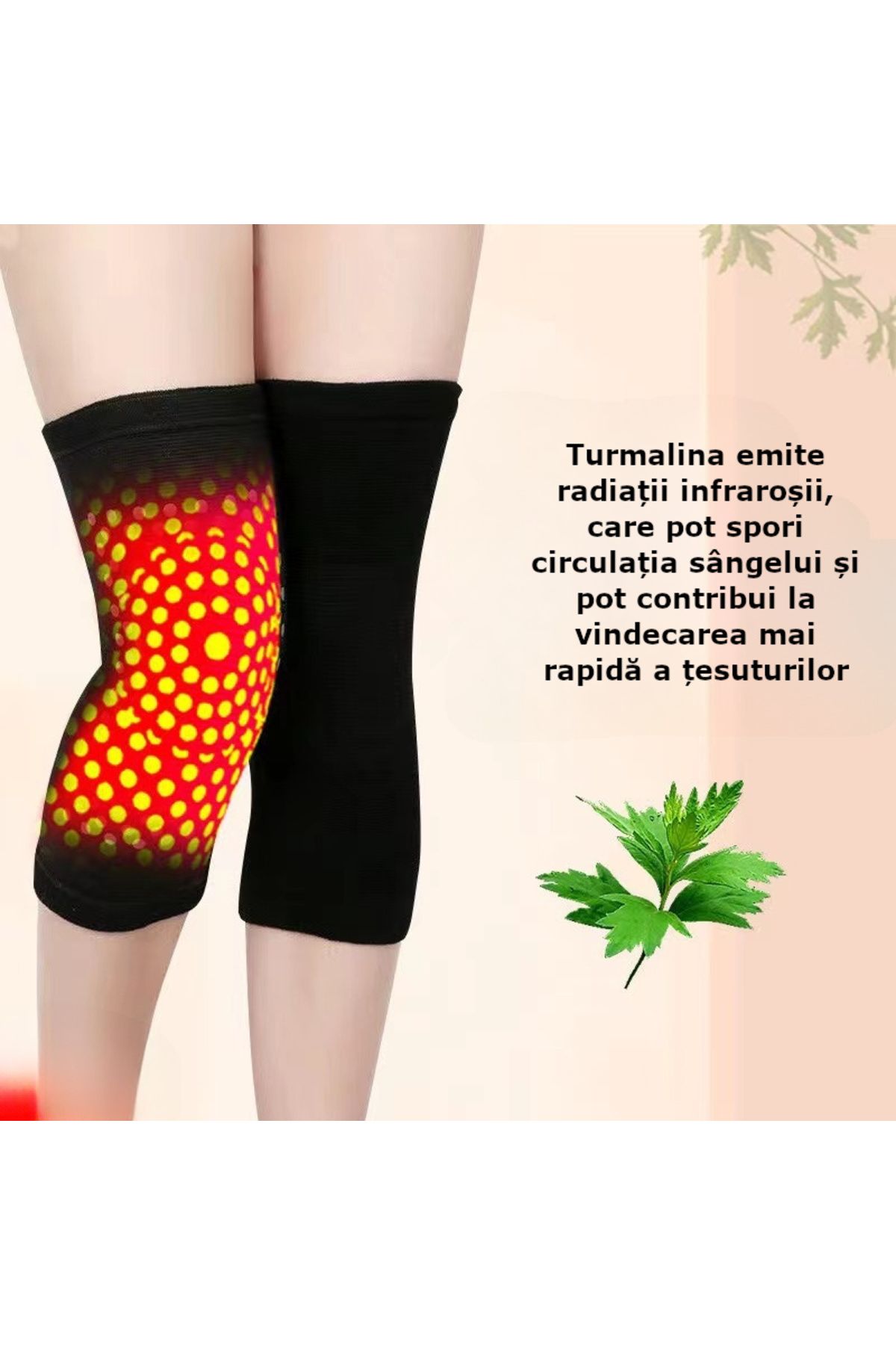 Influential Tech-Tourmaline Knee Pads Set, Elastic, Self-Heating, Medium Length, Unisex, Universal Size, 2 pcs 4
