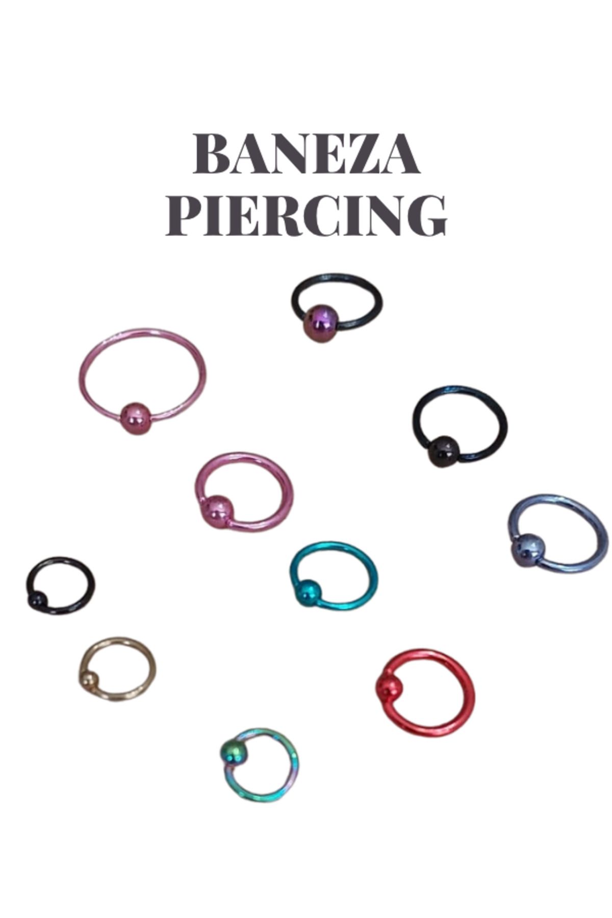 BANEZA Cerrahi Çelik Paslanmaz Kararmaz 6 Adet Karışık Halka Kıkırdak Tragus Helix Piercing