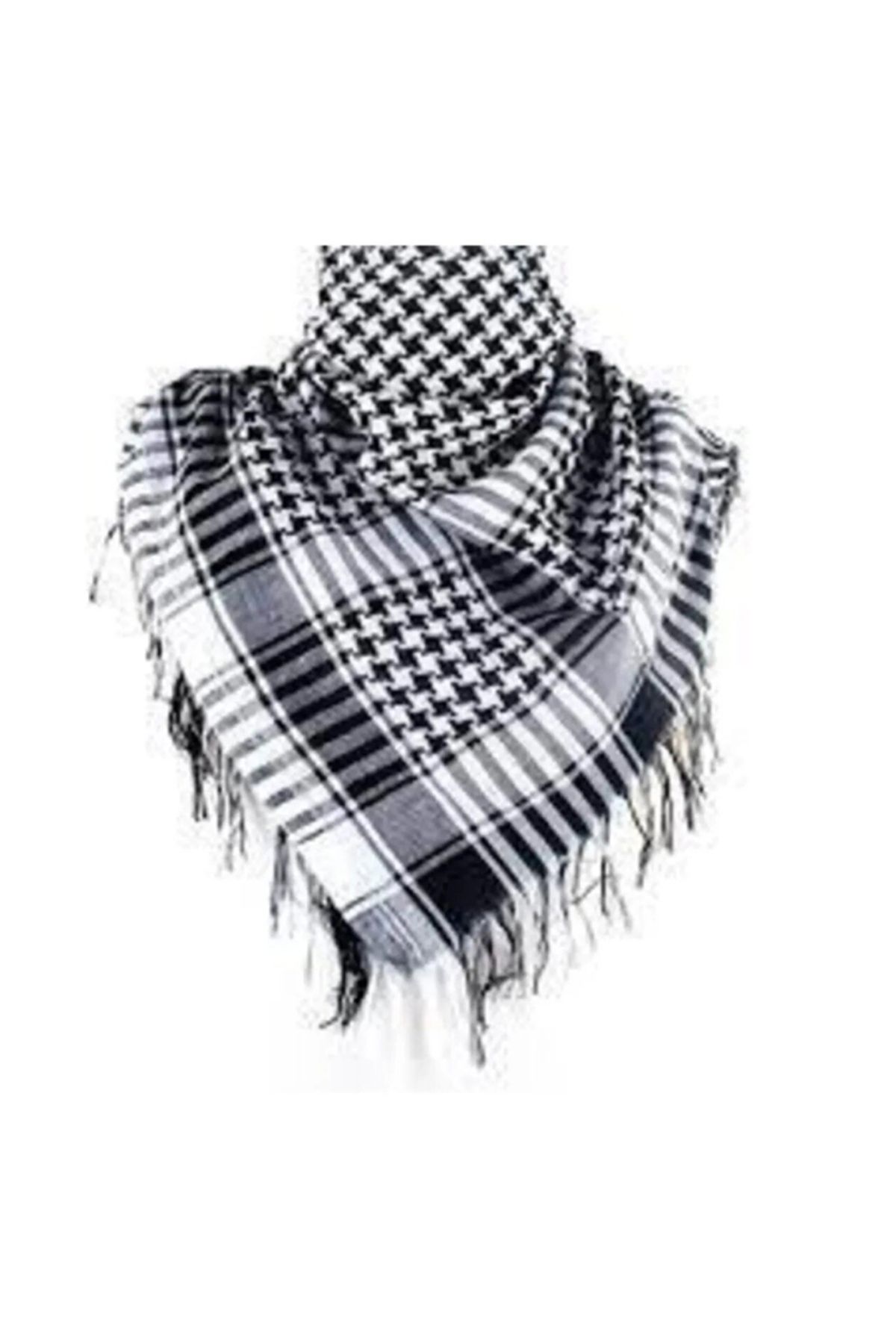 Bima Ticaret Unisex Günlük Kullanıma Uygun Büyük Boy 100x100 cm Puşi , Poşu, Kefiye Beyaz Şal