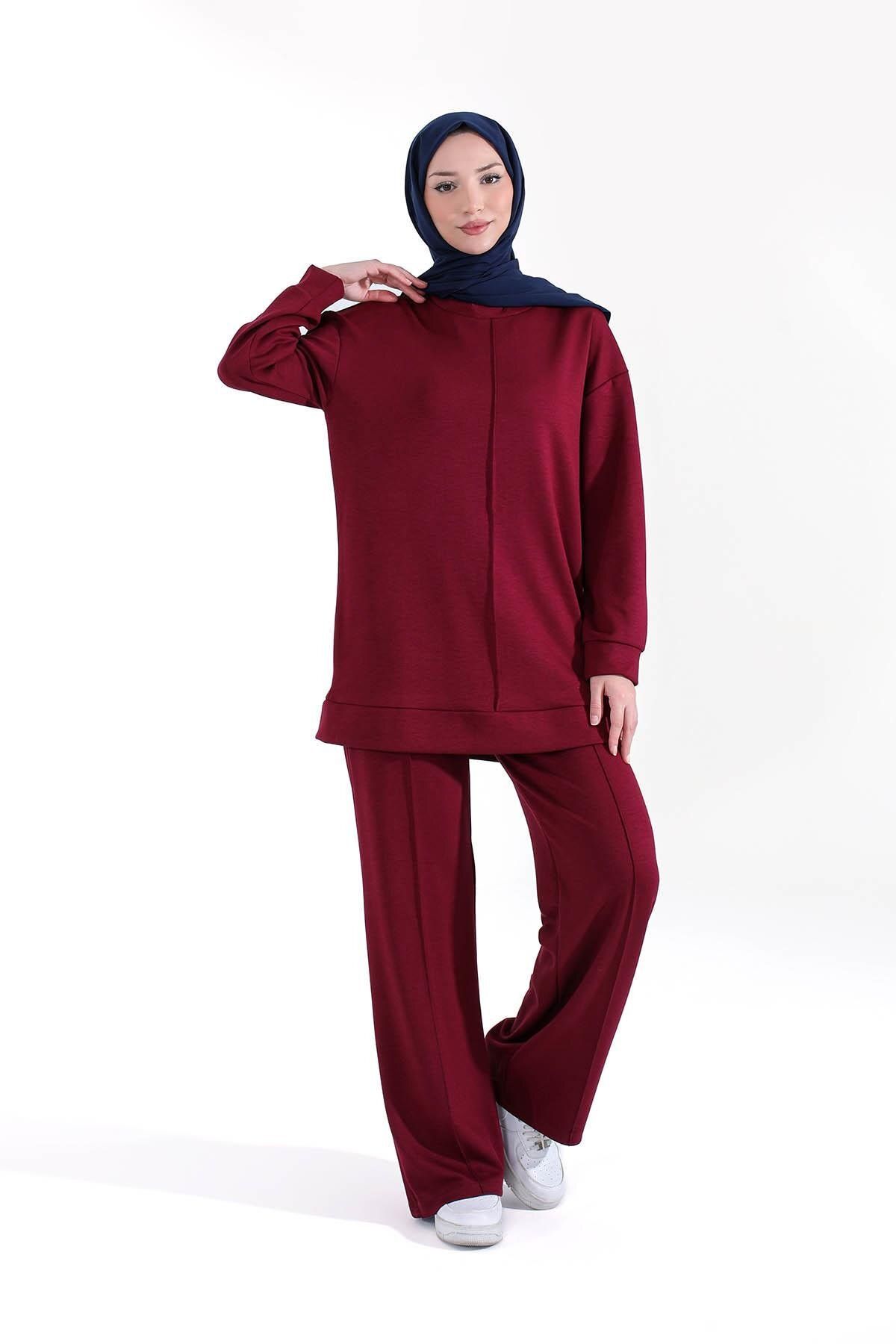 ipekton Pamuklu Modal Kumaş Eşofman Takımı Bordo