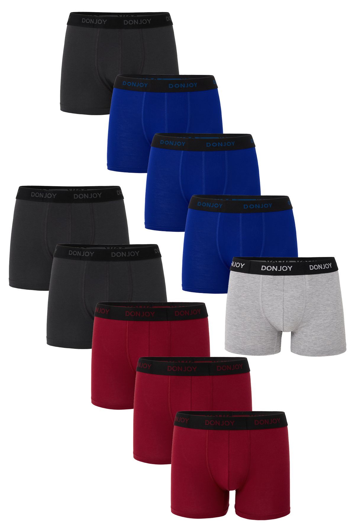don joy Erkek 10'lu Pamuklu Penye Beli Lastikli Boxer