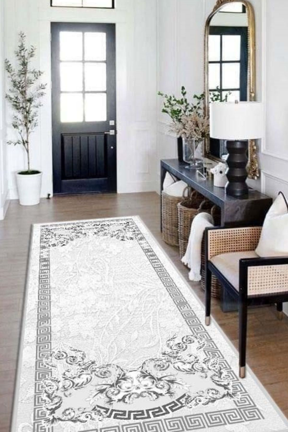 DERAS HOME Dijital Baskı Yıkanabilir Kaymaz Taban Yolluk Salon Halısı