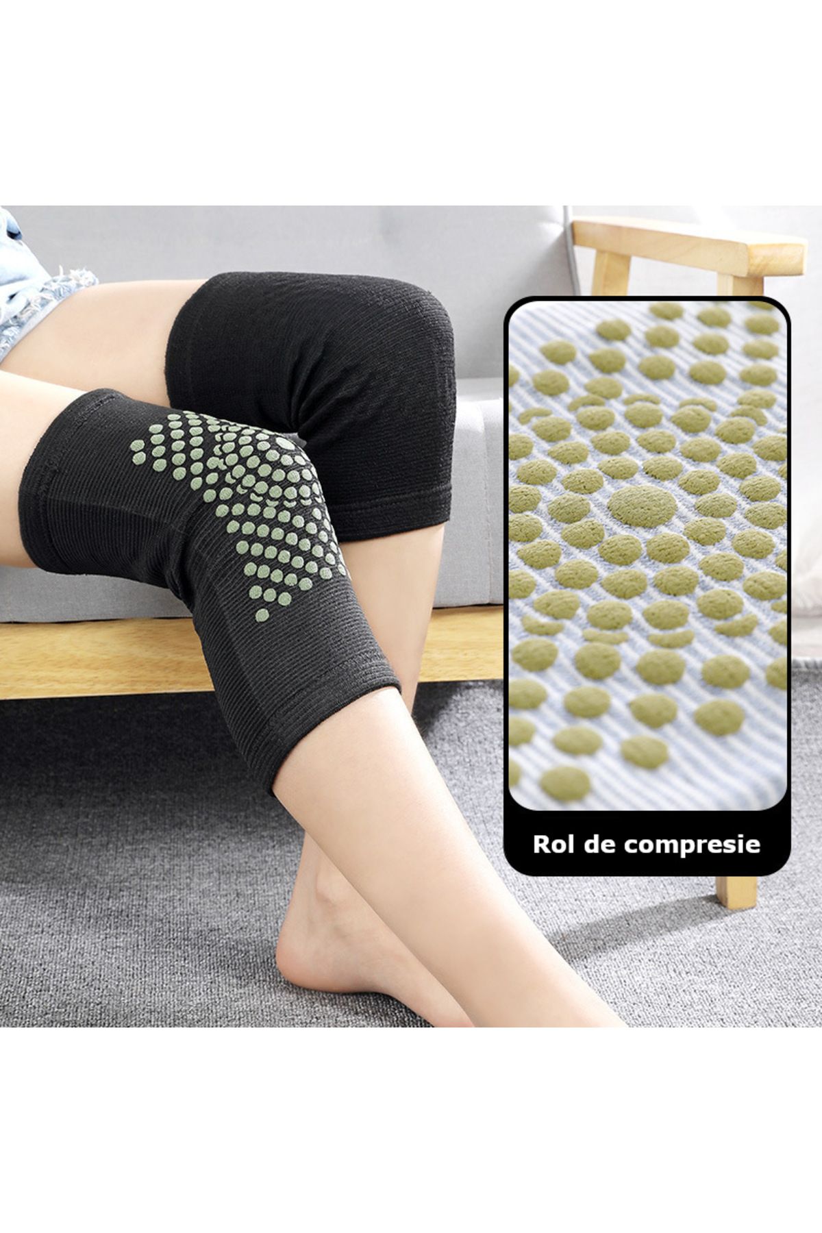 Influential Tech-Tourmaline Knee Pads Set, Elastic, Self-Heating, Medium Length, Unisex, Universal Size, 2 pcs 6