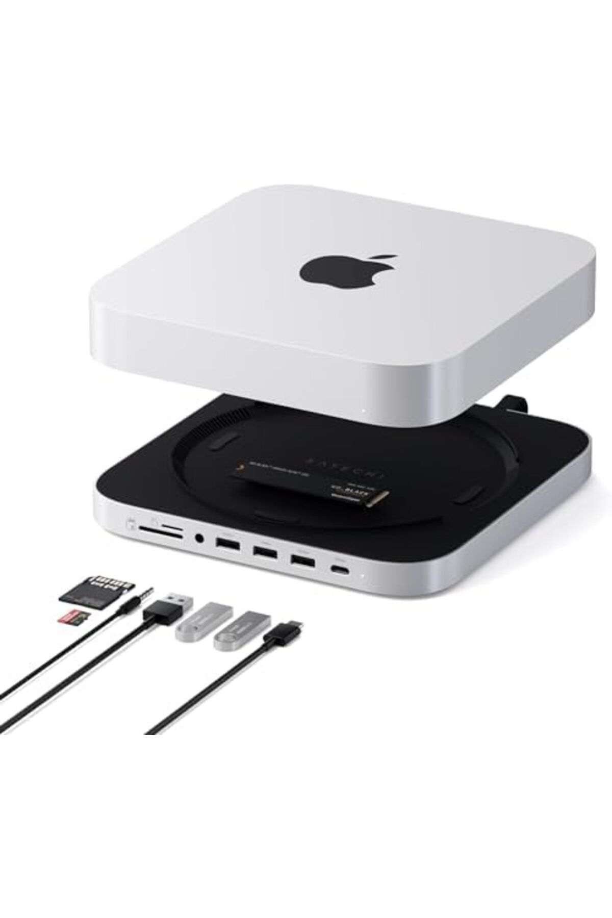 Satechi-Satechi Mac Mini Hub & Stand with SSD Enclosure for NVME/SATA M.2 2