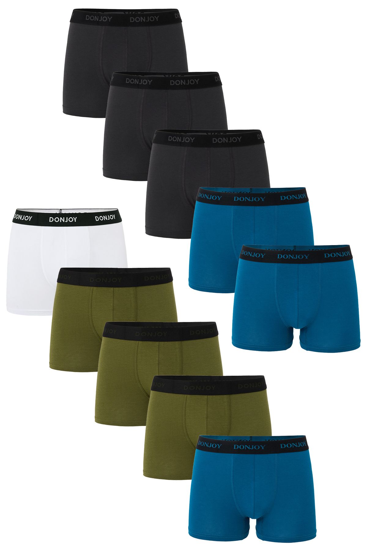 don joy Erkek 10'lu Pamuklu Penye Beli Lastikli Boxer