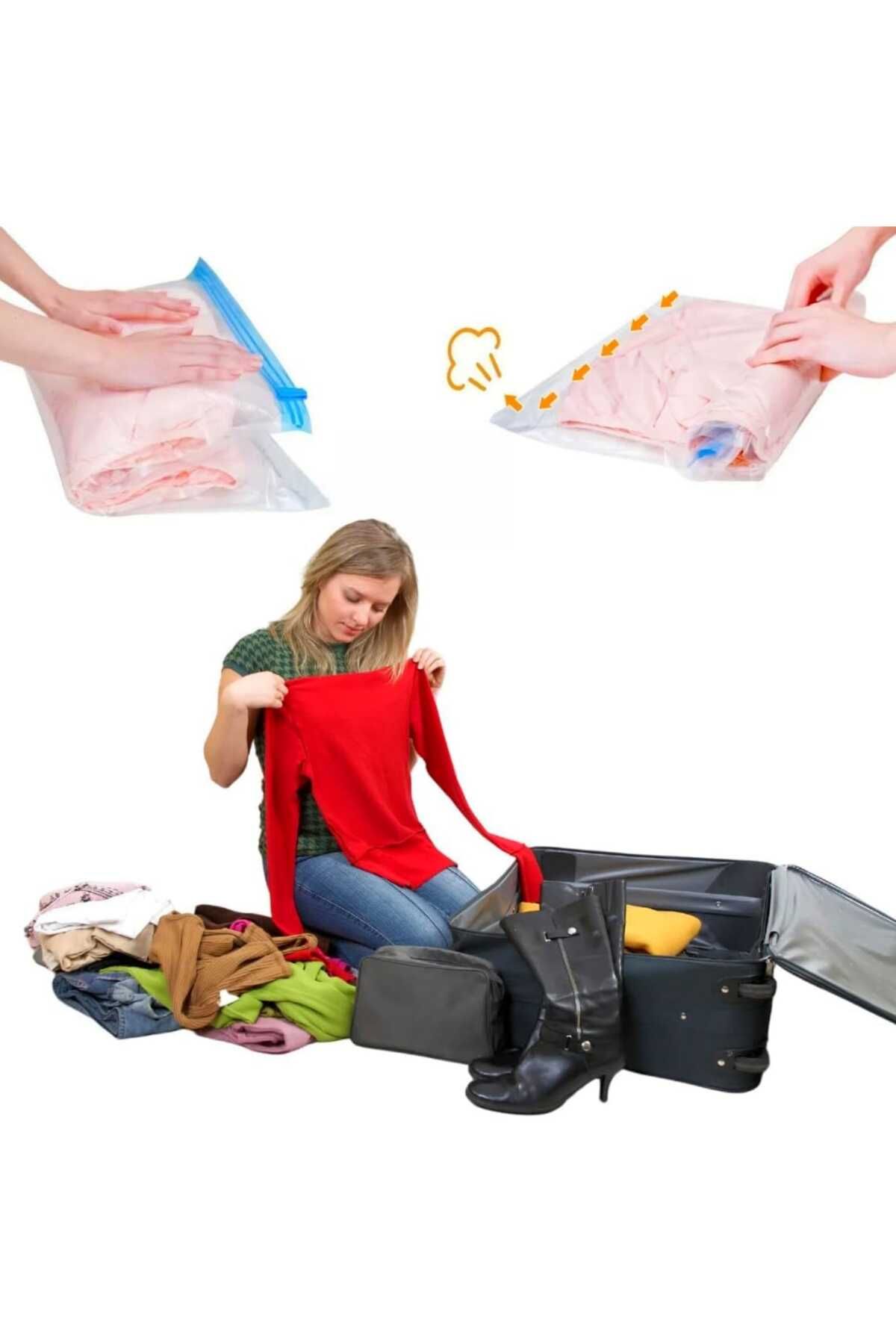 essentialneedsforall-أكياس تخزين مفرغة من الهواء مع مضخة يدوية، عبوة من 12 قطعة، 3 أحجام 40×60/50×70/60×80 سم، حل موفر للمساحة 3