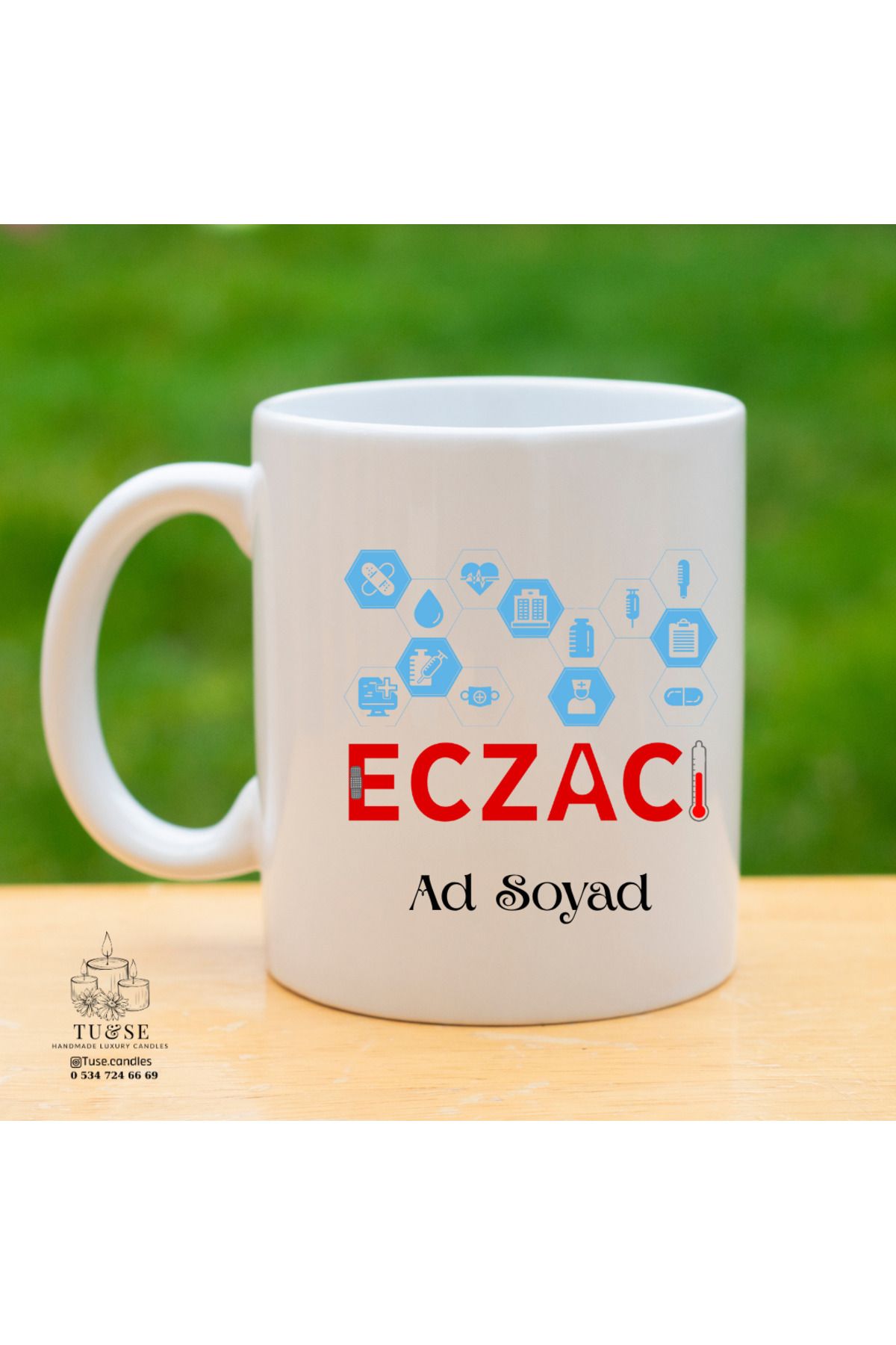 Tu&Se Candles Eczacıya Özel Kupa Bardak – Meslek Temalı, Çift Taraflı Baskı, Anlamlı Hediye