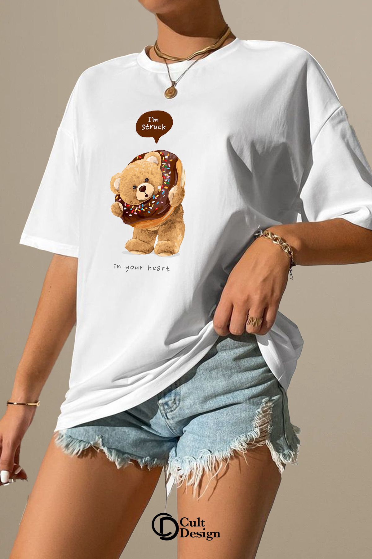 CULTDESİGN Unisex KADIN/ERKEK Özel Premium Baskılı Basic, Organik Pamuklu, Bisiklet Yaka T-Shirt