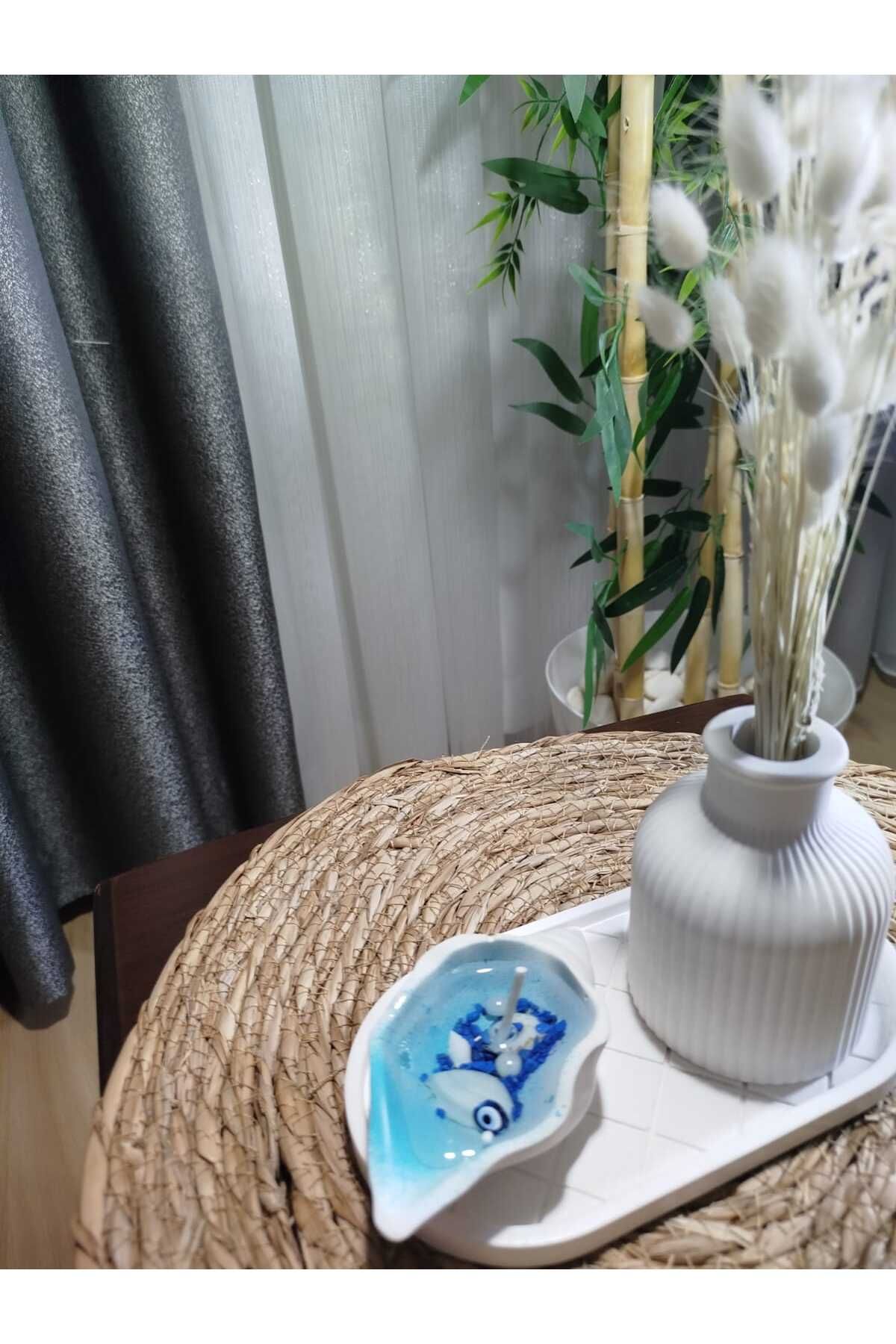 Breeze Candle : Ev , Ofis Dekarasyonu İçin Benzersiz Bohem Vazo & Okyanus Temalı Jel Mum.