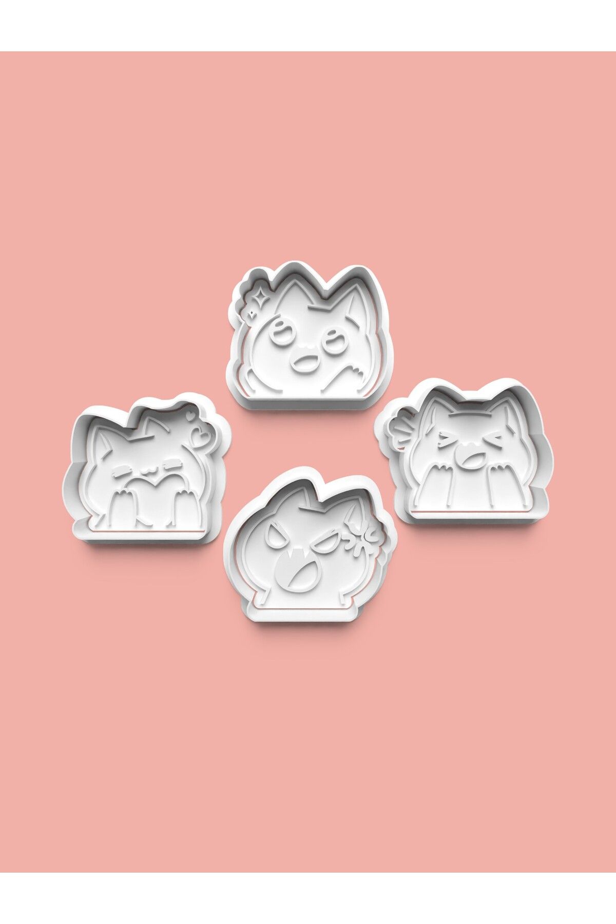 AKTASTORE Düşünceli Kedi Kurabiye Kalıbı Ve Şeker Hamuru Kalıbı 4'lü set