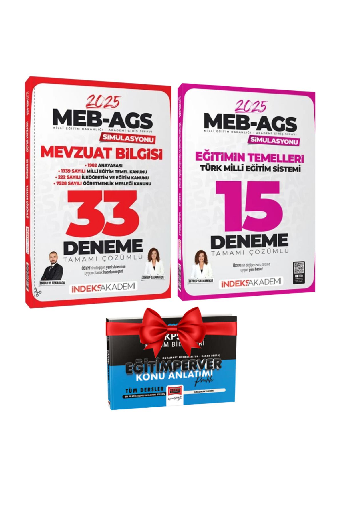 İndeks Akademi 2025 MEB AGS Mevzuat Bilgisi 33 Deneme Emrah Vahap+ Eğitimin Temelleri 15 Deneme Zeynep Salman İçli