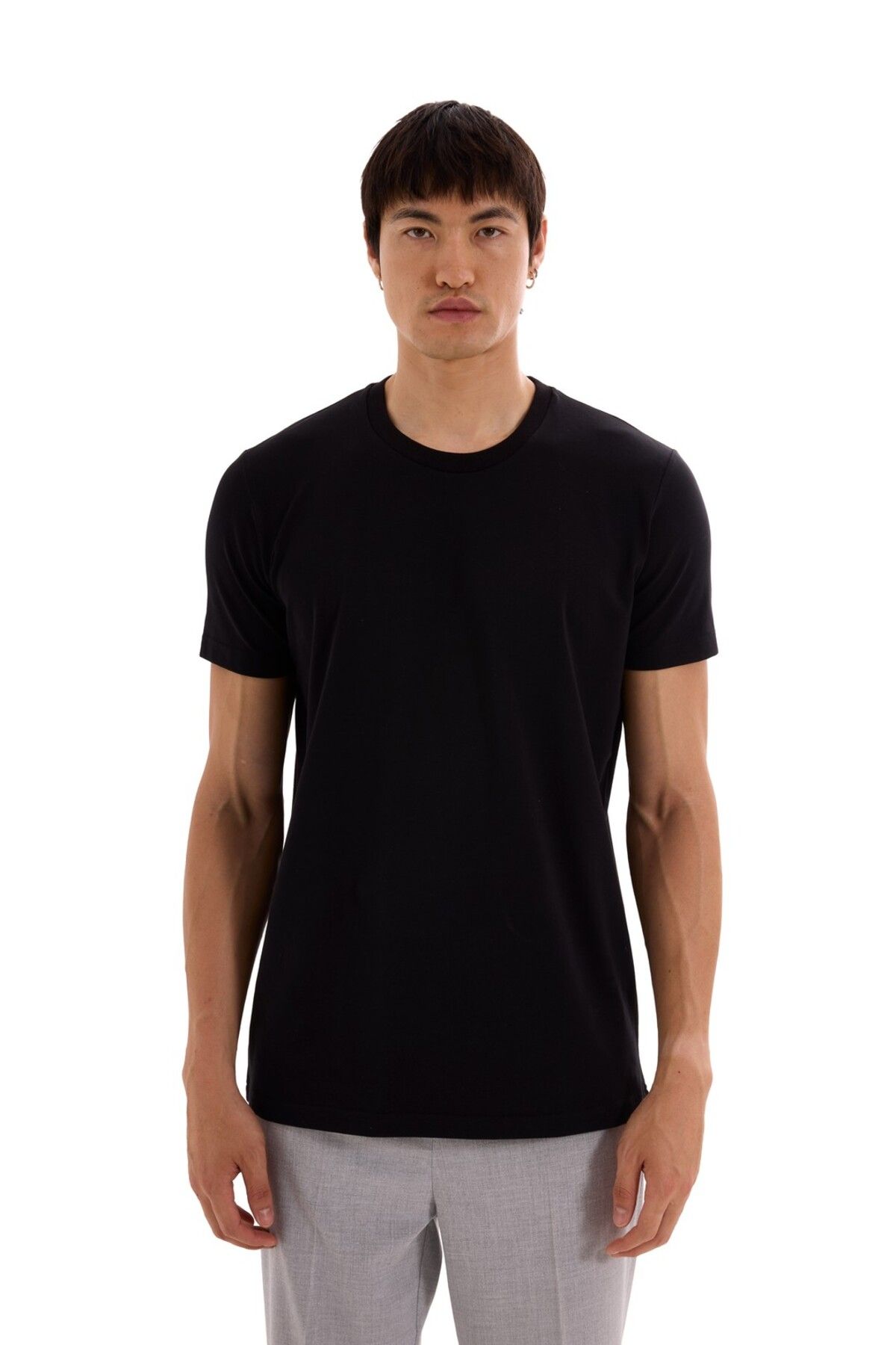 MORREZ Siyah Pamuklu Slim Fit T-Shirt