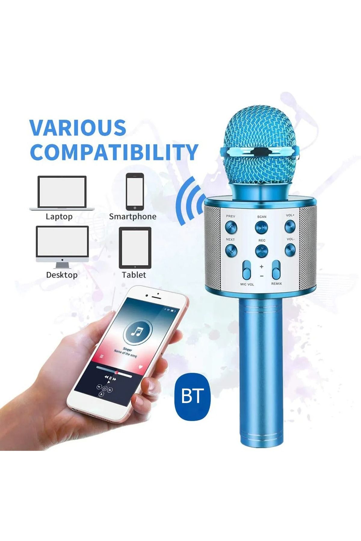 KRAWN-Bluetooth Microphone with Built-in Speaker 3