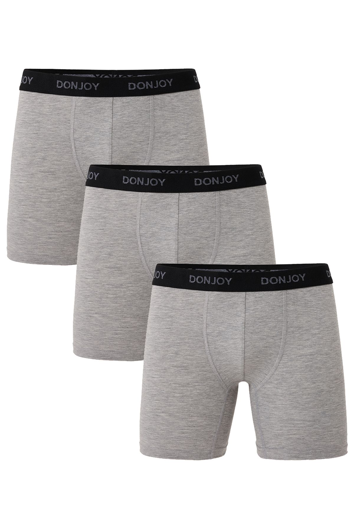 don joy Erkek 3'lü Penye Pamuklu Beli Lastikli Gri Boxer