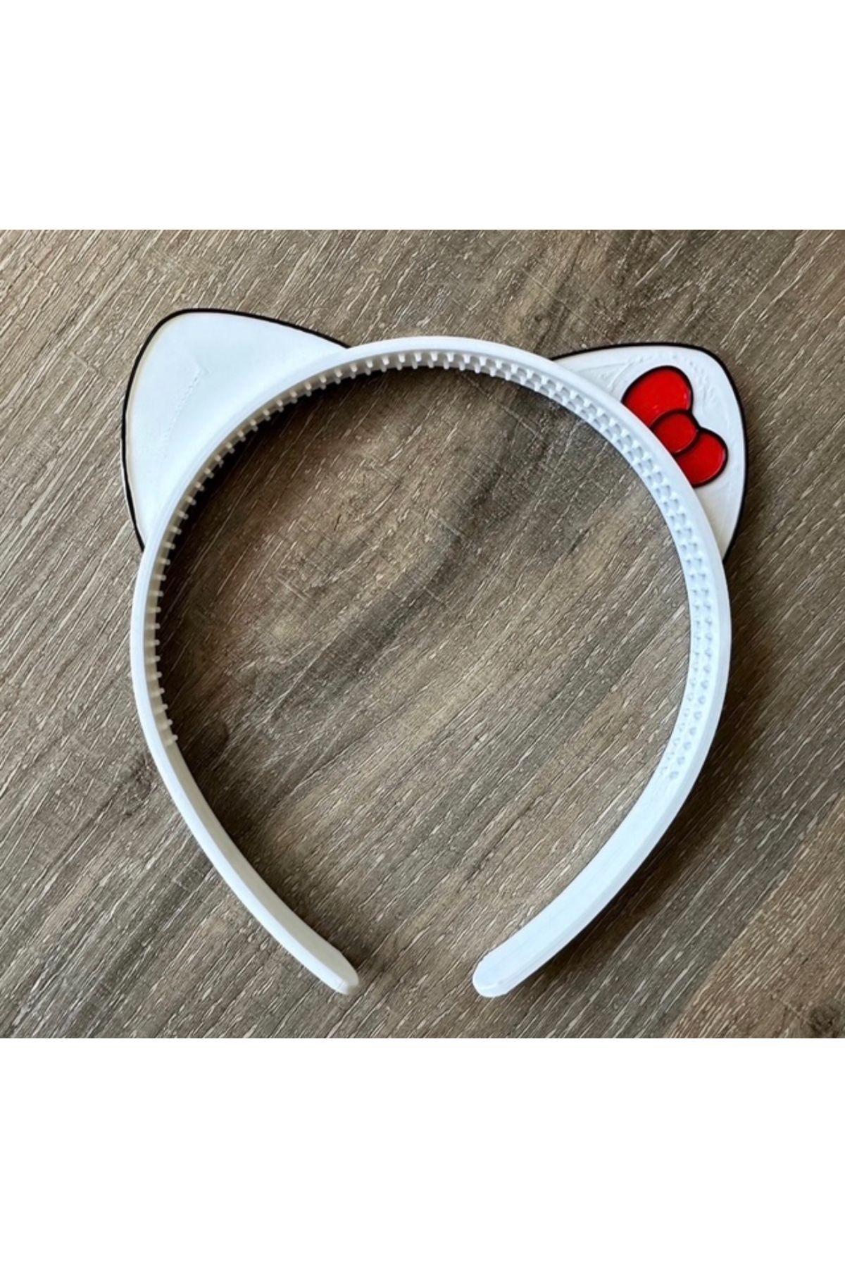 ESL Decor Hello Kitty Tarzı Kedi Kulaklı Taç - Beyaz Plastik Saç Bandı