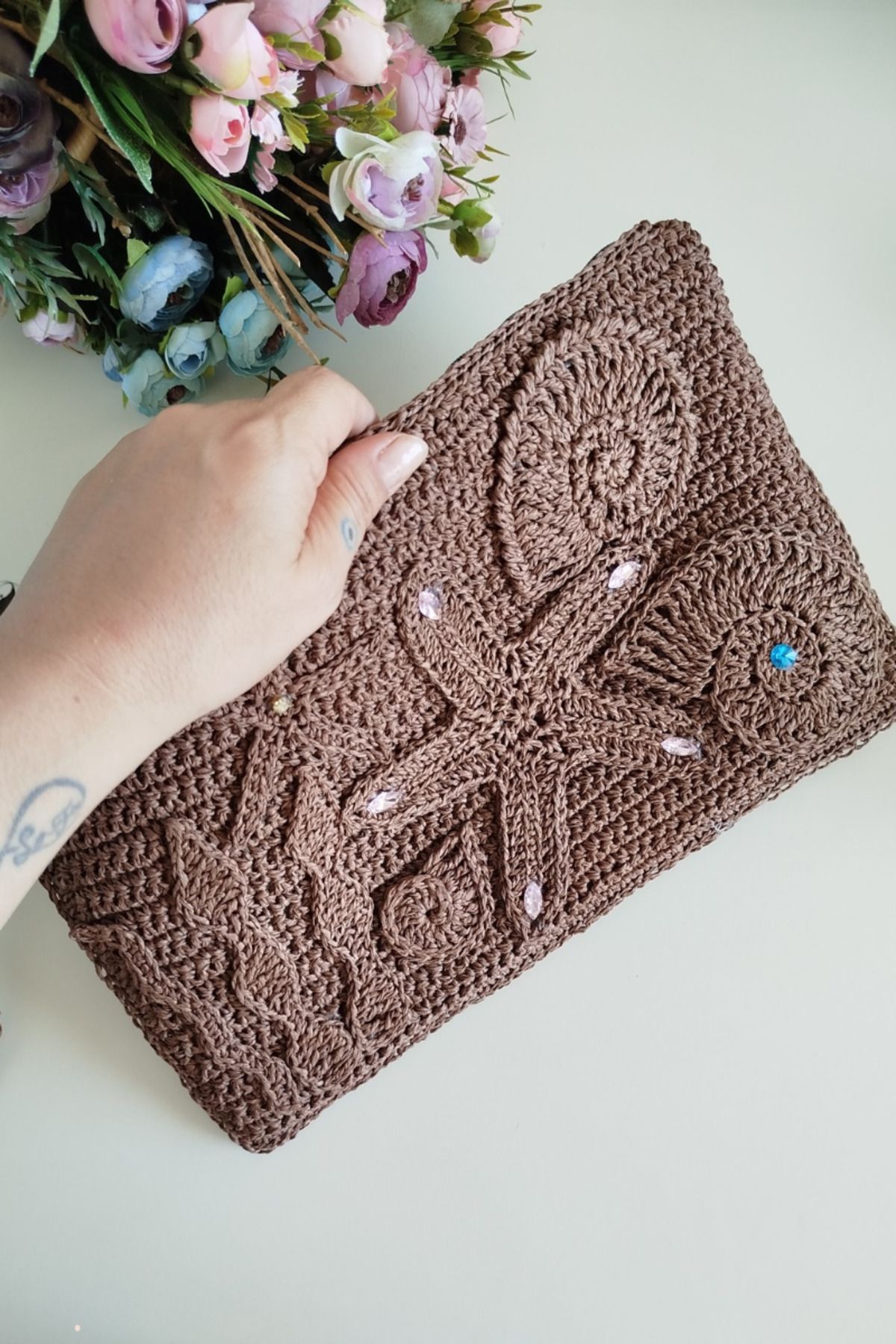 Mutlu İnsanlar Dükkanı El Yapımı Clutch Çanta | Örgü Clutch