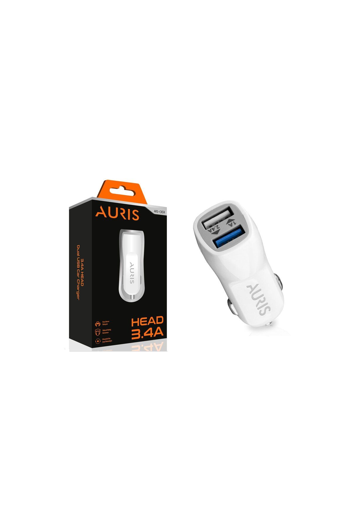 Auris ARS-CR04 2 Port 3.4A Araç Çakmaklık Şarj Aleti