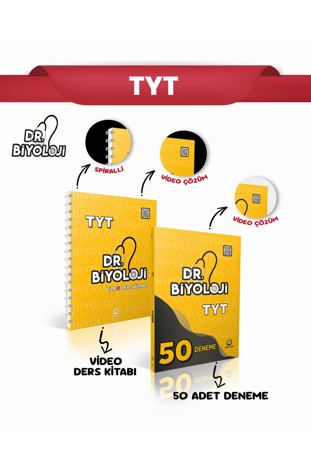 Oksijen Yayınları DR.BİYOLOJİ TYT VİDEO DERS KİTABI+TYT 50 DENEME 2'Lİ SET