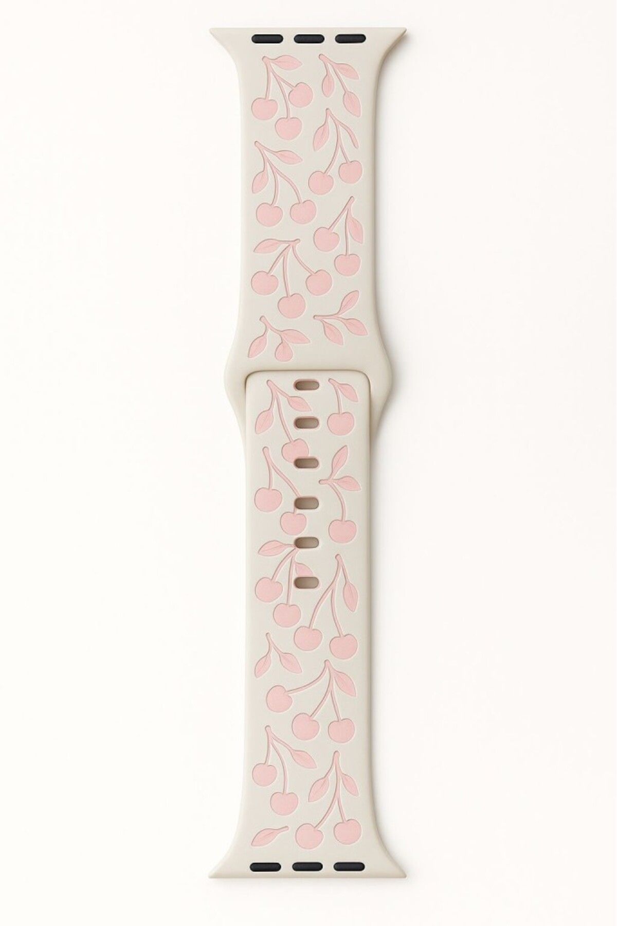 UnDePlus Apple Watch 10 42mm - 38/40/41mm Kordon Kabartmalı Gonca Kiraz Silikon Kordon 2/3/4/5/6/se/7/8/9