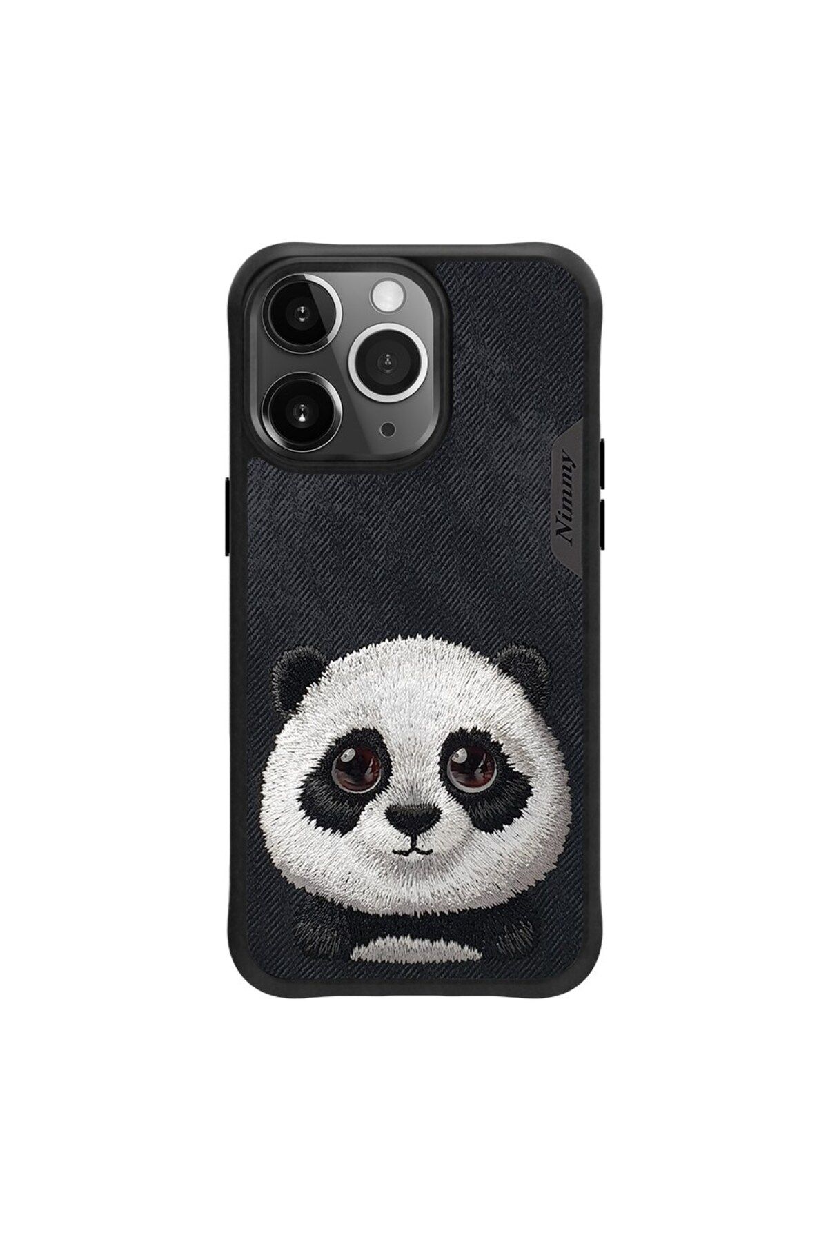Nimmy iPhone 15 Pro Uyumlu 3D Göz Panda Detaylı Gerçek Nakış İşlemeli Kabartmalı Big Eyes Kılıf